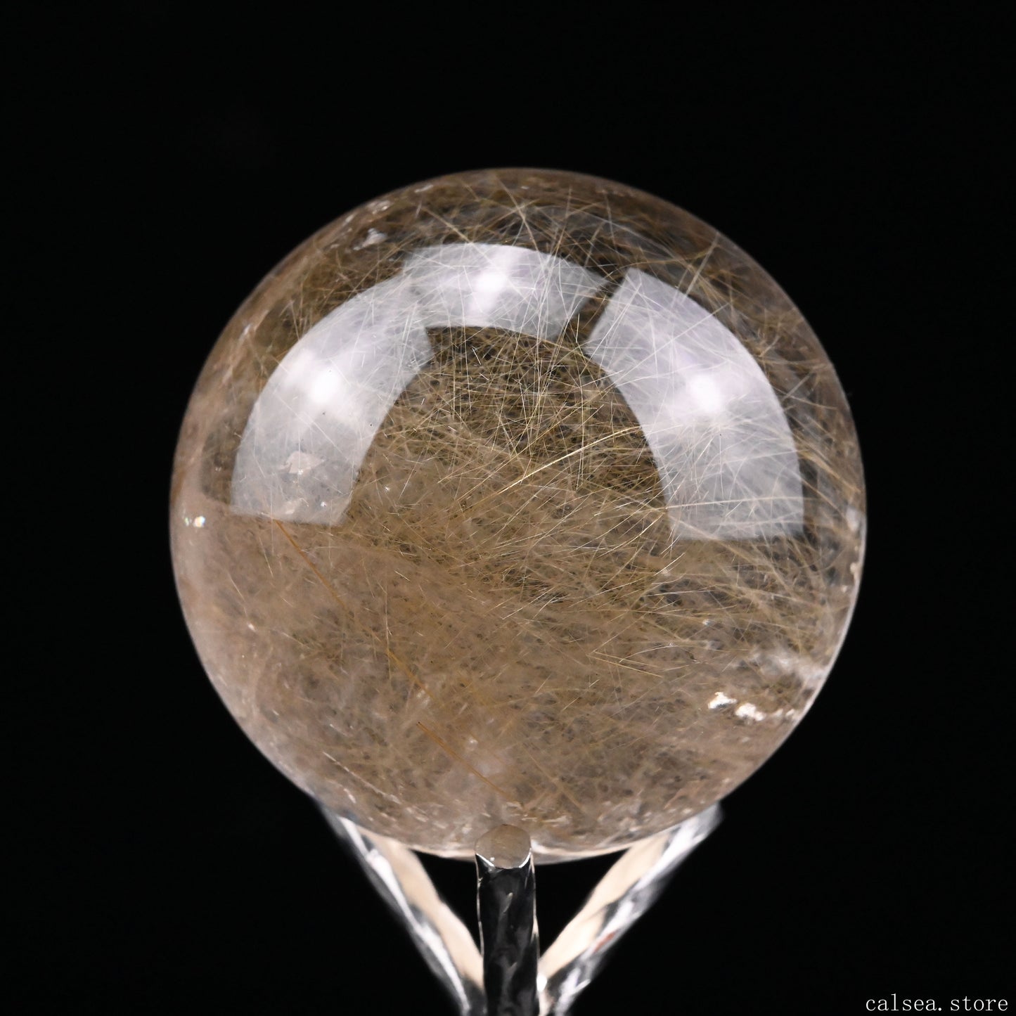 1.76'' Golden Rutilated,Rutile Sphere Crystal Healing Hand Carved Crystal Sphere/Ball