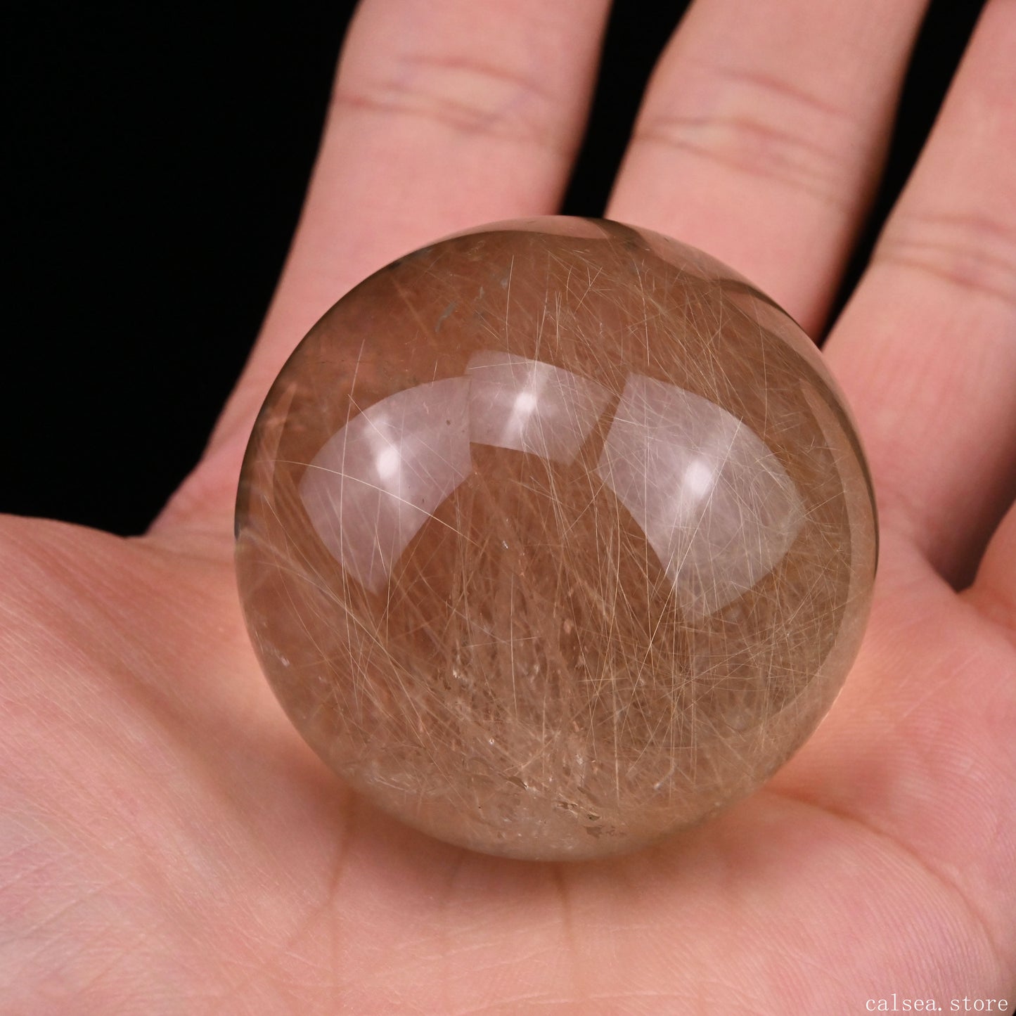 1.76'' Golden Rutilated,Rutile Sphere Crystal Healing Hand Carved Crystal Sphere/Ball