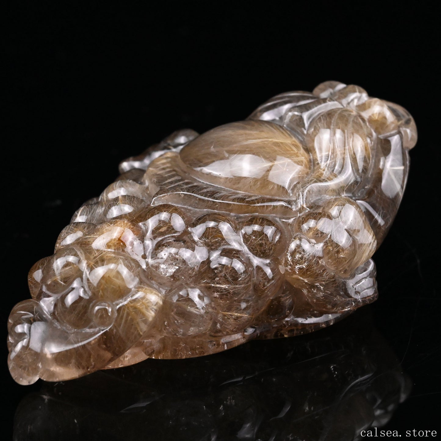 Golden Rutile,Rutilated Money Toad,Hand Carved Sculpture