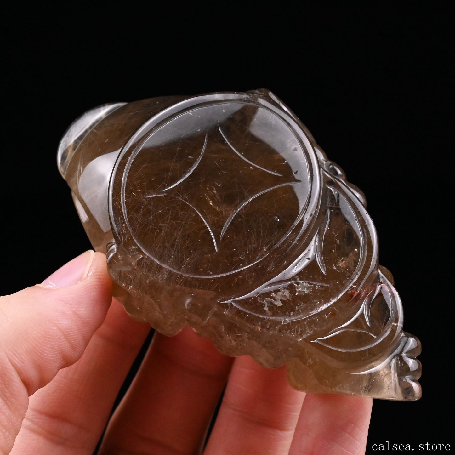 Golden Rutile,Rutilated Money Toad,Hand Carved Sculpture