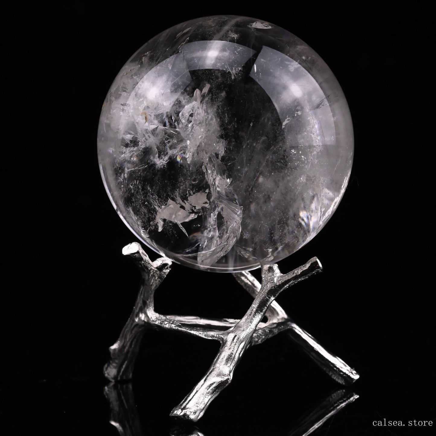 2.2'' Clearquartz Enhydro Sphere Crystal Healing Hand Carved Crystal Ball