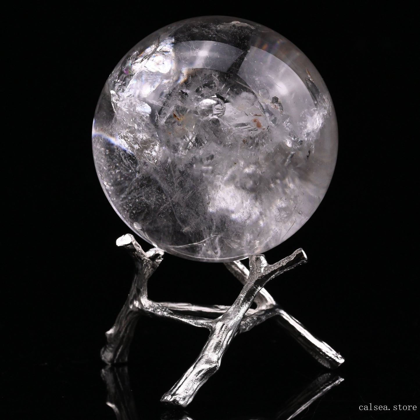 2.2'' Clearquartz Enhydro Sphere Crystal Healing Hand Carved Crystal Ball