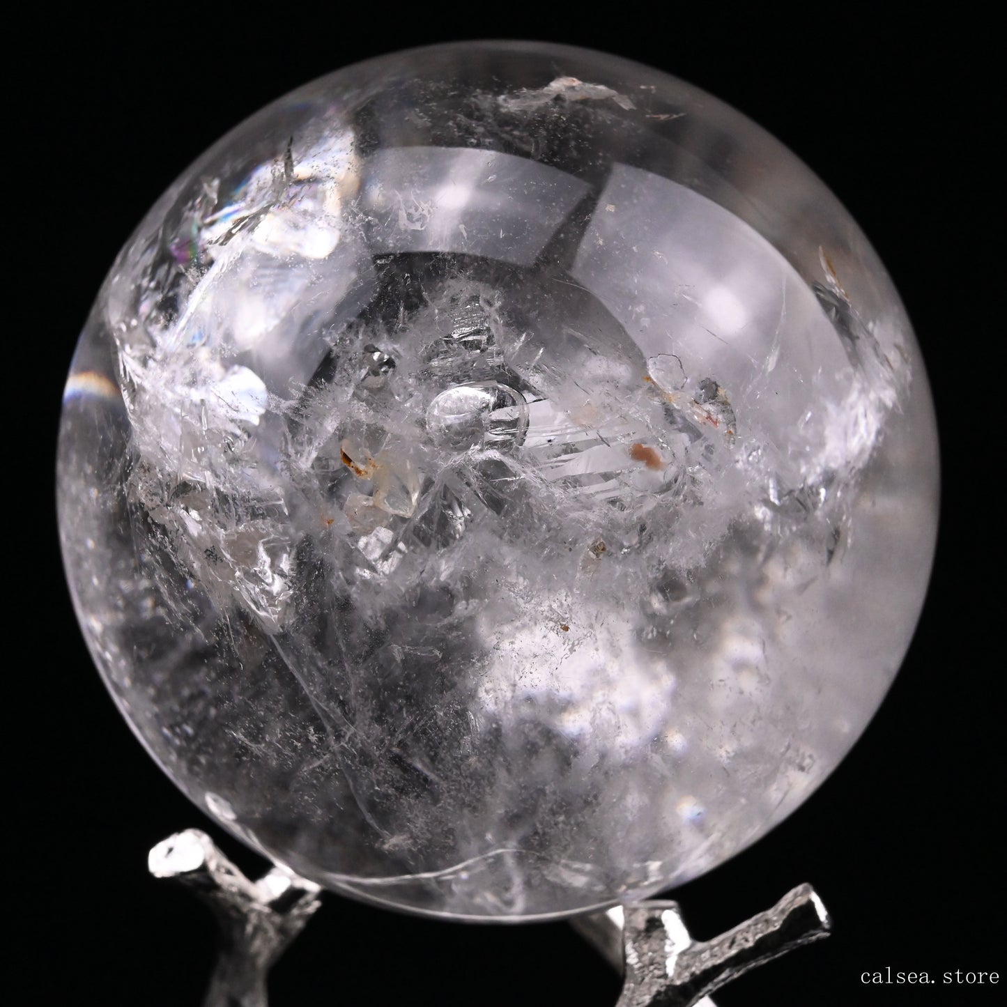 2.2'' Clearquartz Enhydro Sphere Crystal Healing Hand Carved Crystal Ball