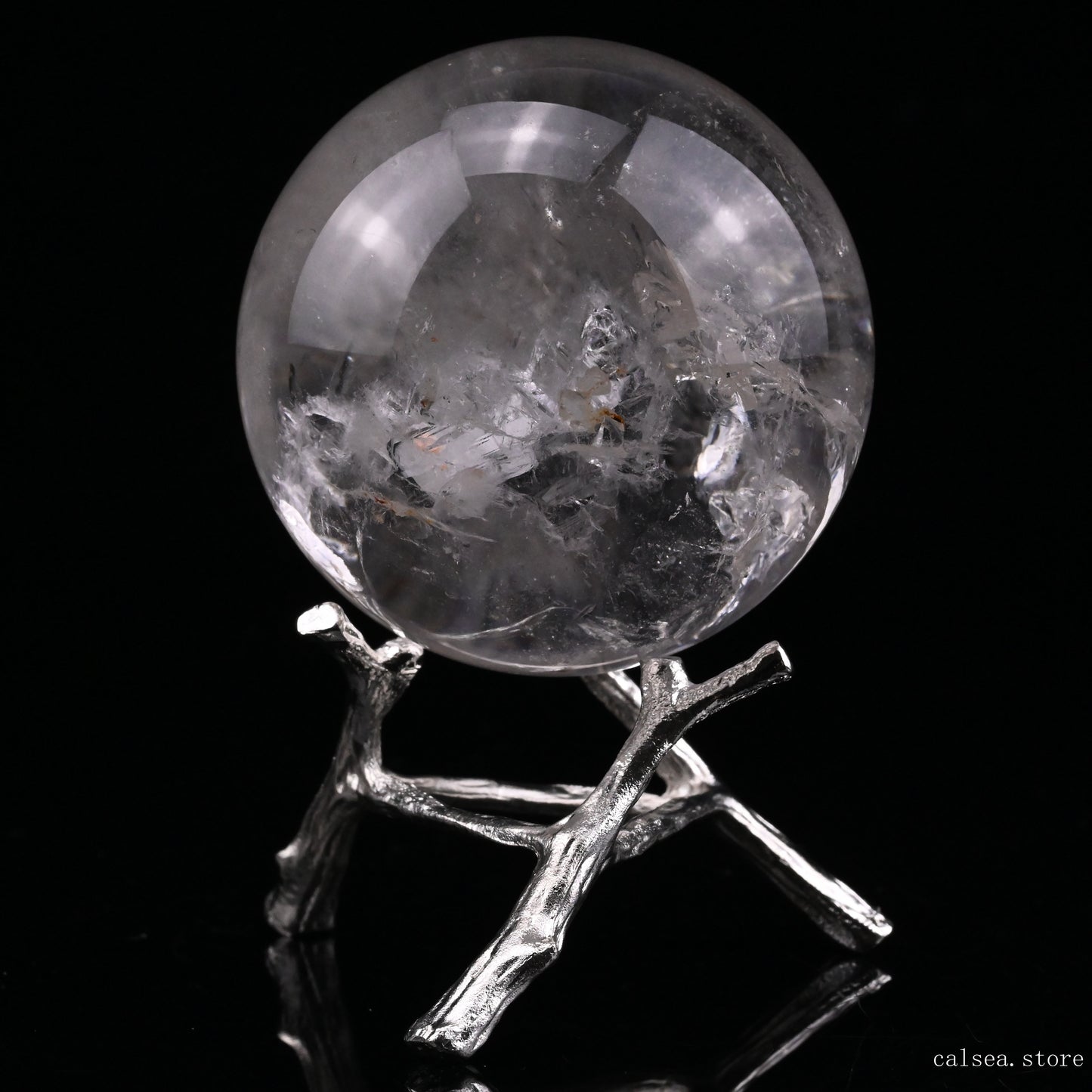 2.2'' Clearquartz Enhydro Sphere Crystal Healing Hand Carved Crystal Ball