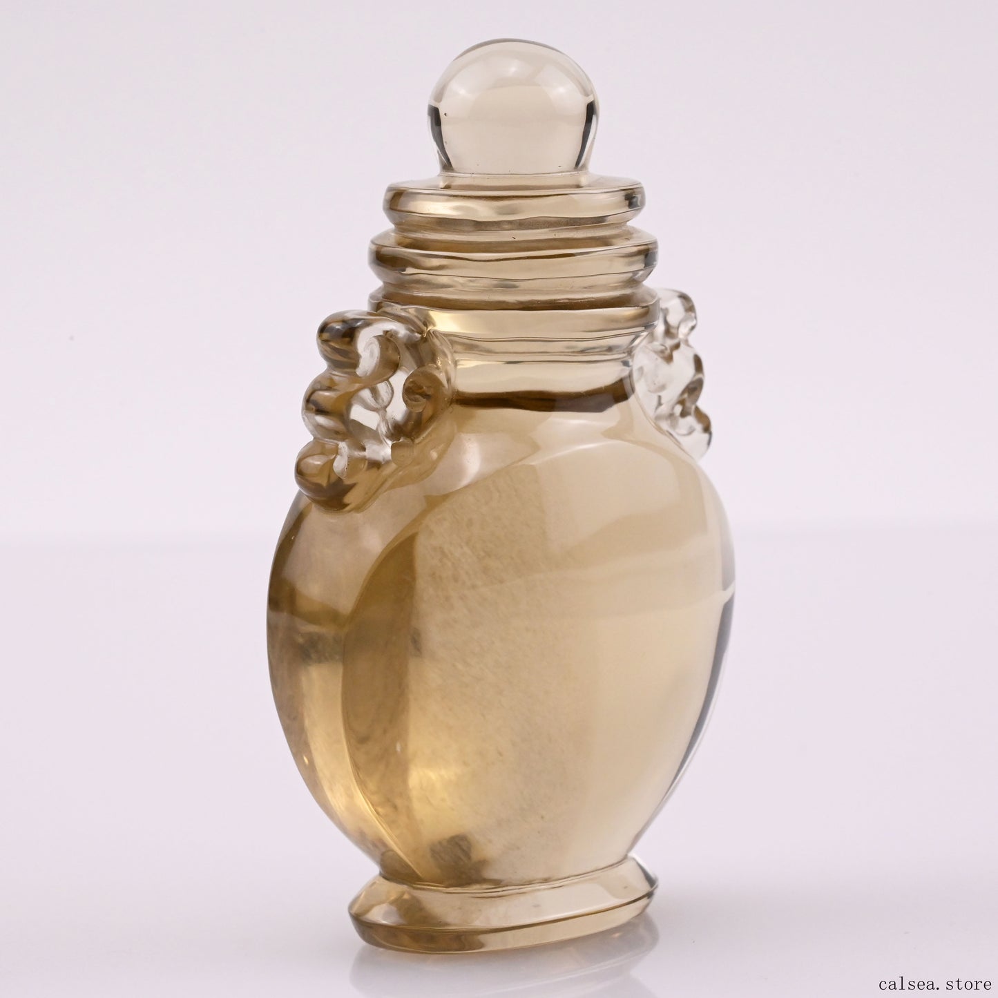 Citrine Quartz Vase Sculpture Crystal Healing Hand Carved