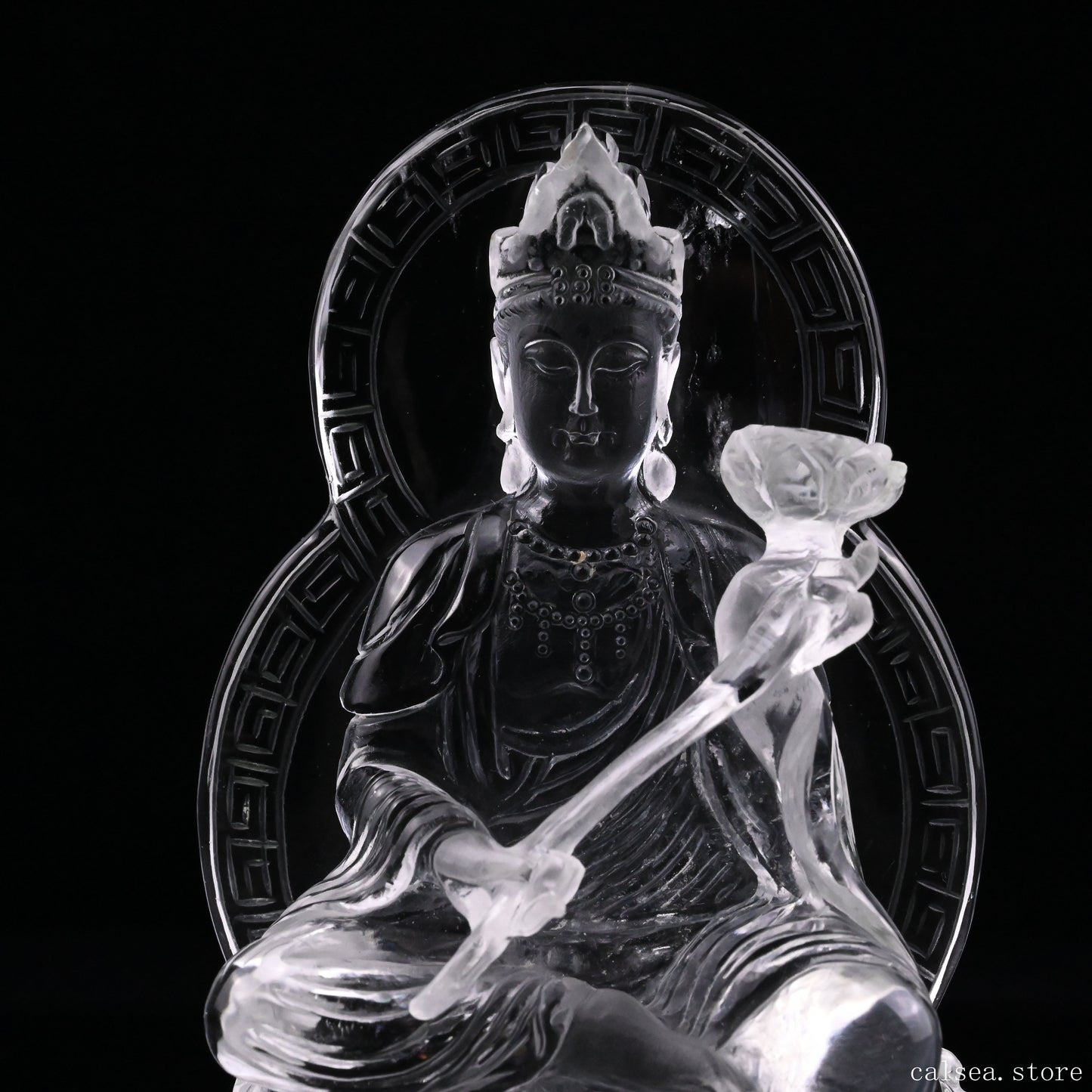 4.76'' Clearquartz Manjushri Buddha Sculpture Crystal Healing Hand Carved