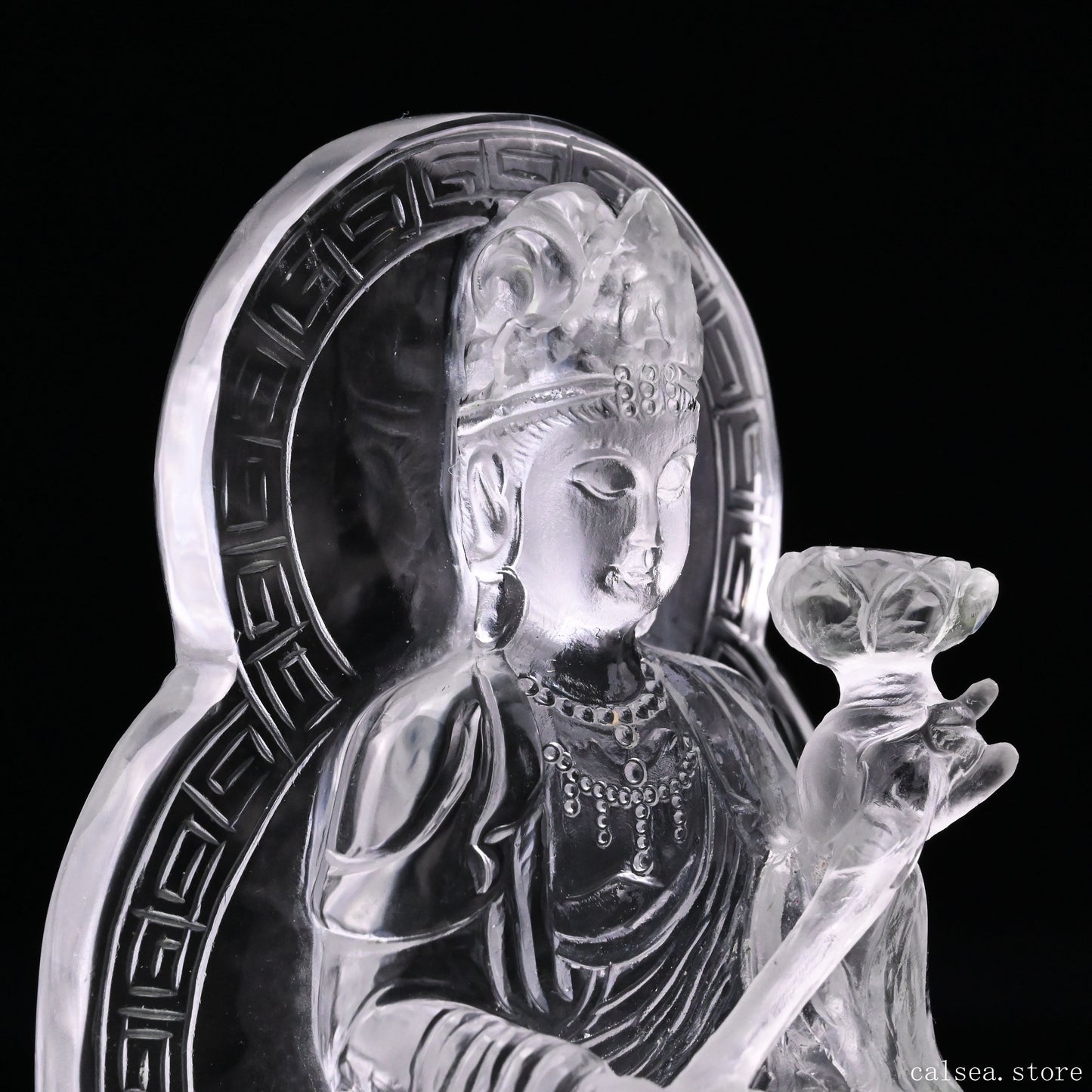 4.76'' Clearquartz Manjushri Buddha Sculpture Crystal Healing Hand Carved