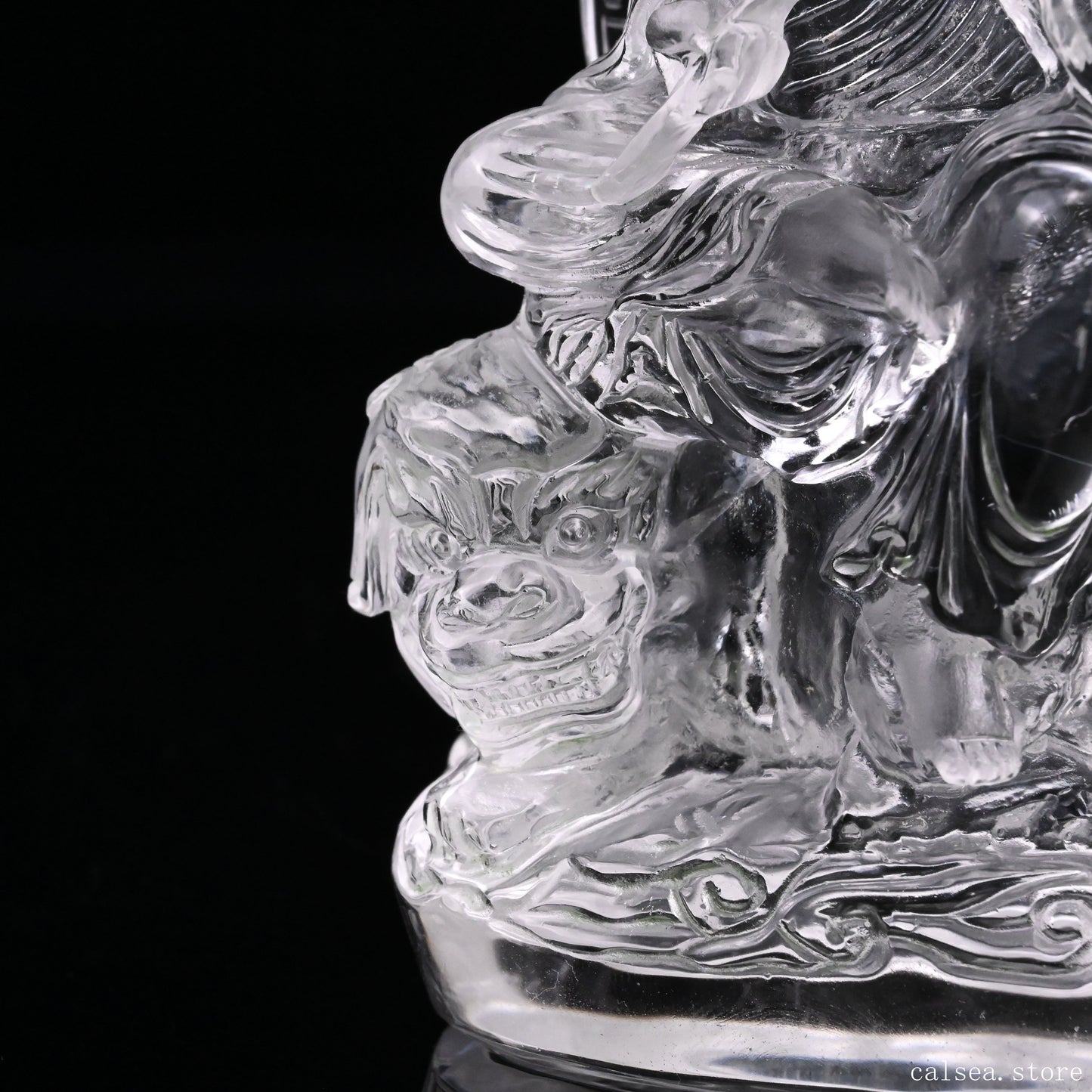 4.76'' Clearquartz Manjushri Buddha Sculpture Crystal Healing Hand Carved