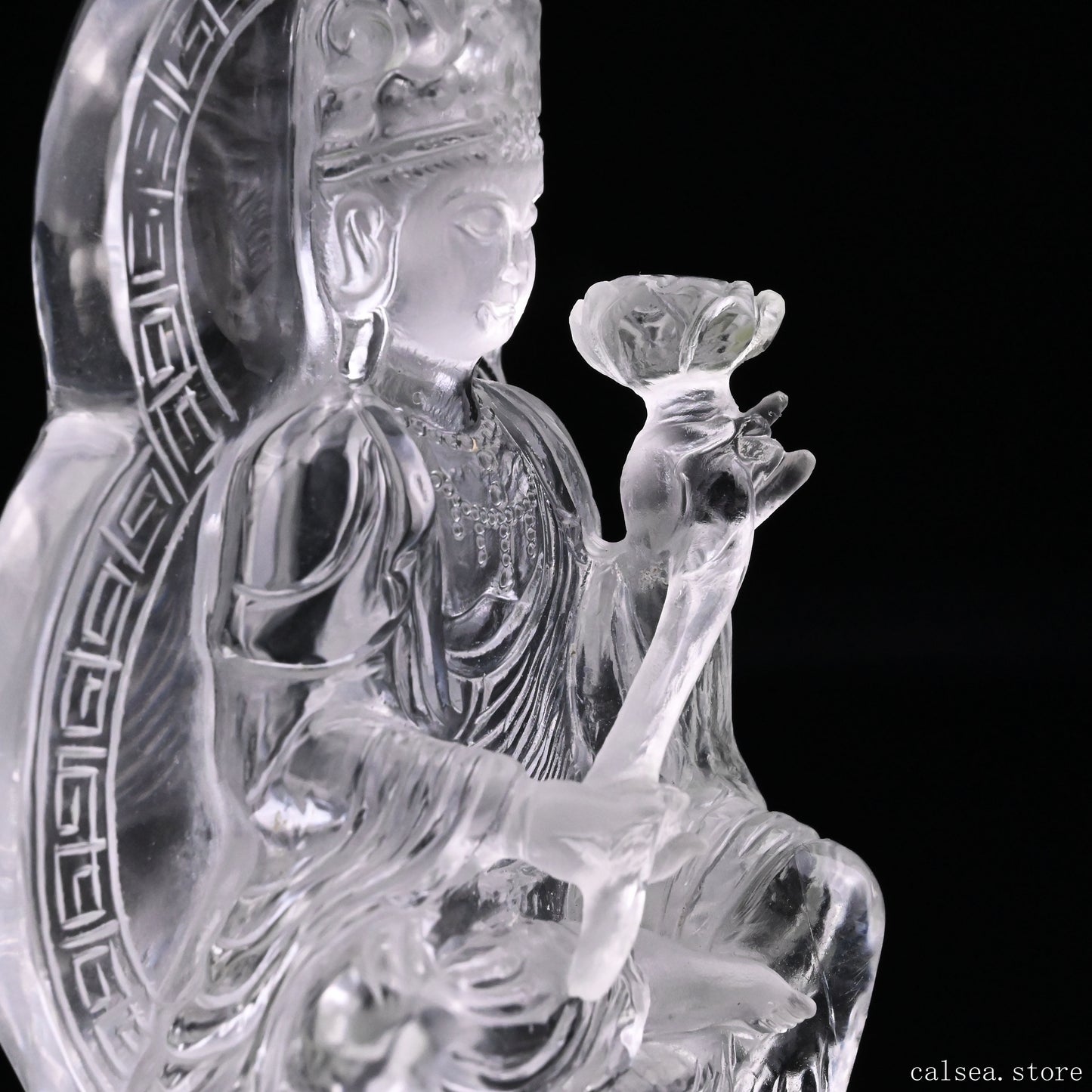 4.76'' Clearquartz Manjushri Buddha Sculpture Crystal Healing Hand Carved