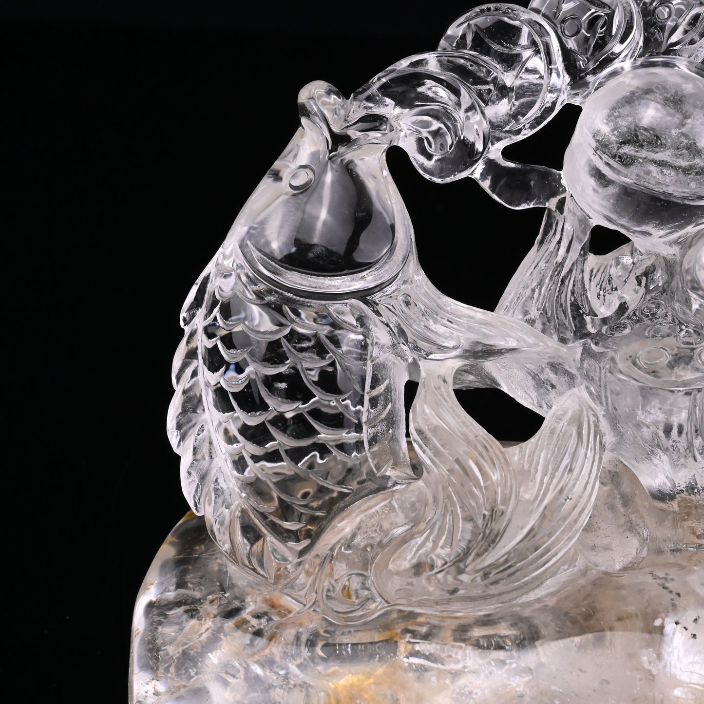 5.25" GoldenHealer Double Fish Sculpture Crystal Healing Hand Carved
