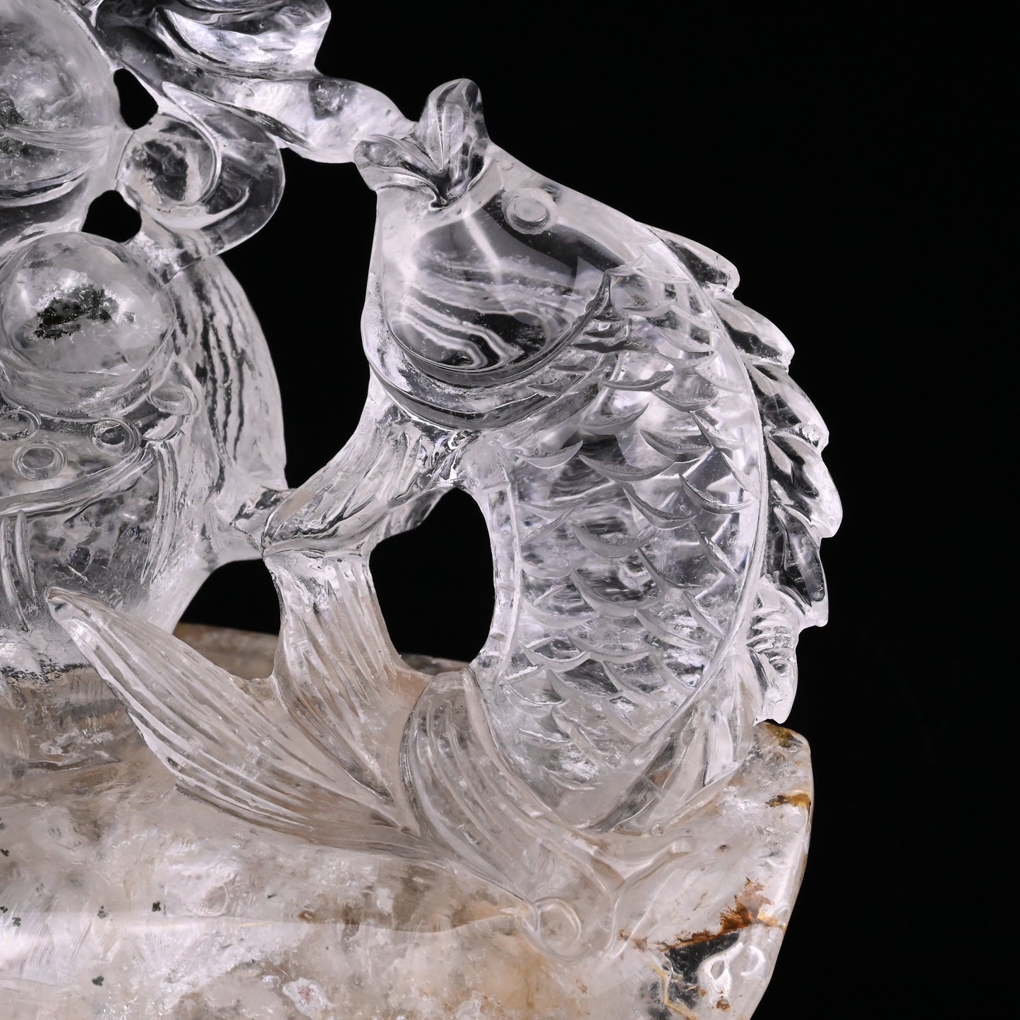 5.25" GoldenHealer Double Fish Sculpture Crystal Healing Hand Carved