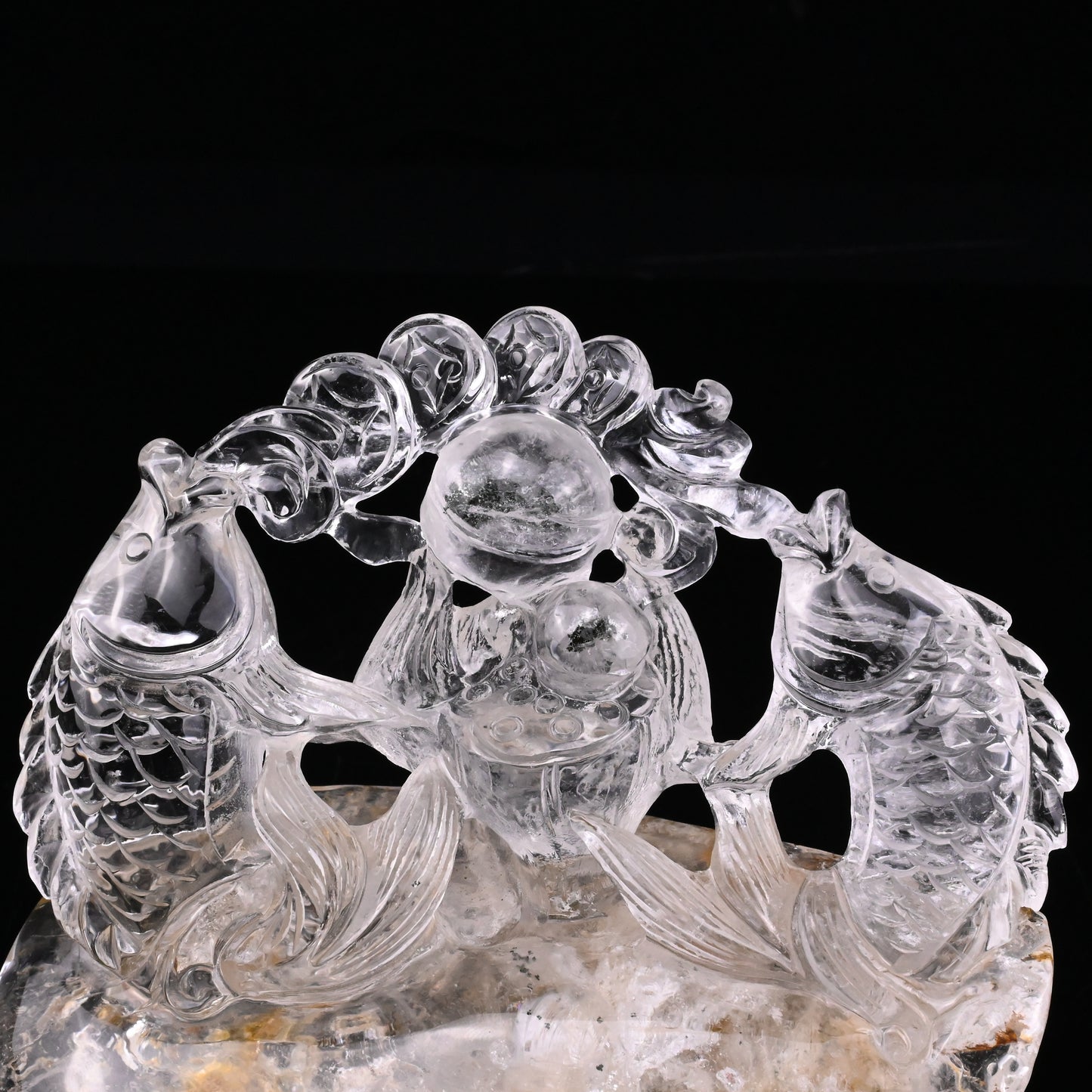 5.25" GoldenHealer Double Fish Sculpture Crystal Healing Hand Carved