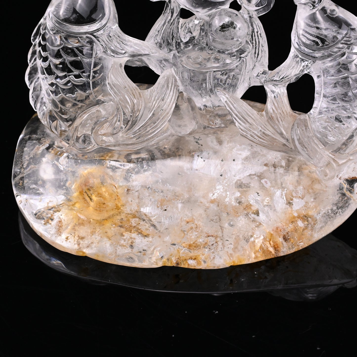 5.25" GoldenHealer Double Fish Sculpture Crystal Healing Hand Carved