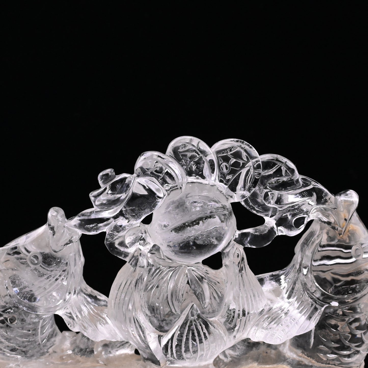 5.25" GoldenHealer Double Fish Sculpture Crystal Healing Hand Carved