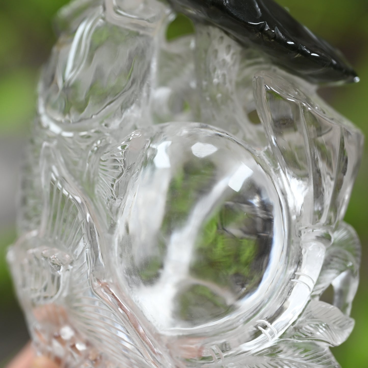 Awesome Gardenquartz Lotus Fish Sculpture Crystal Healing Hand Carved