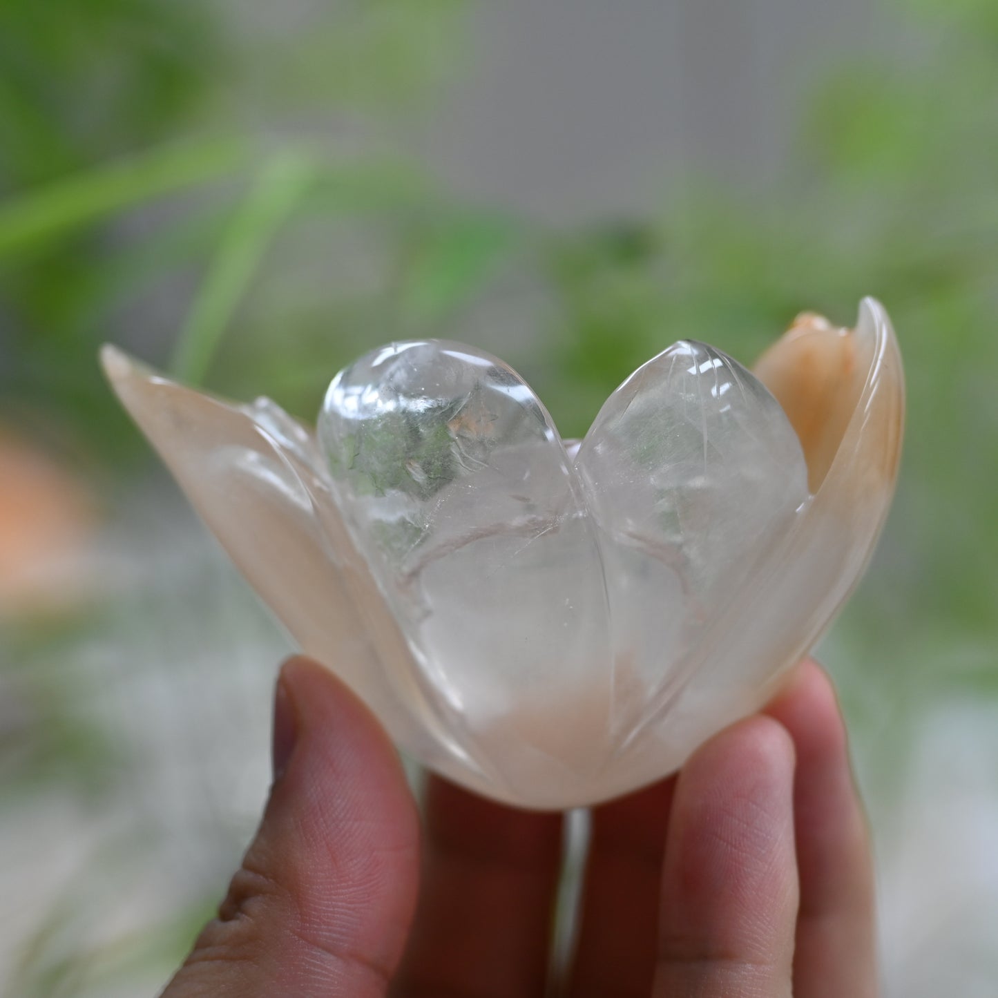 Rabbit Fur Golden Rutile,Rutilated Lotus Sculpture Crystal Healing Hand Carved