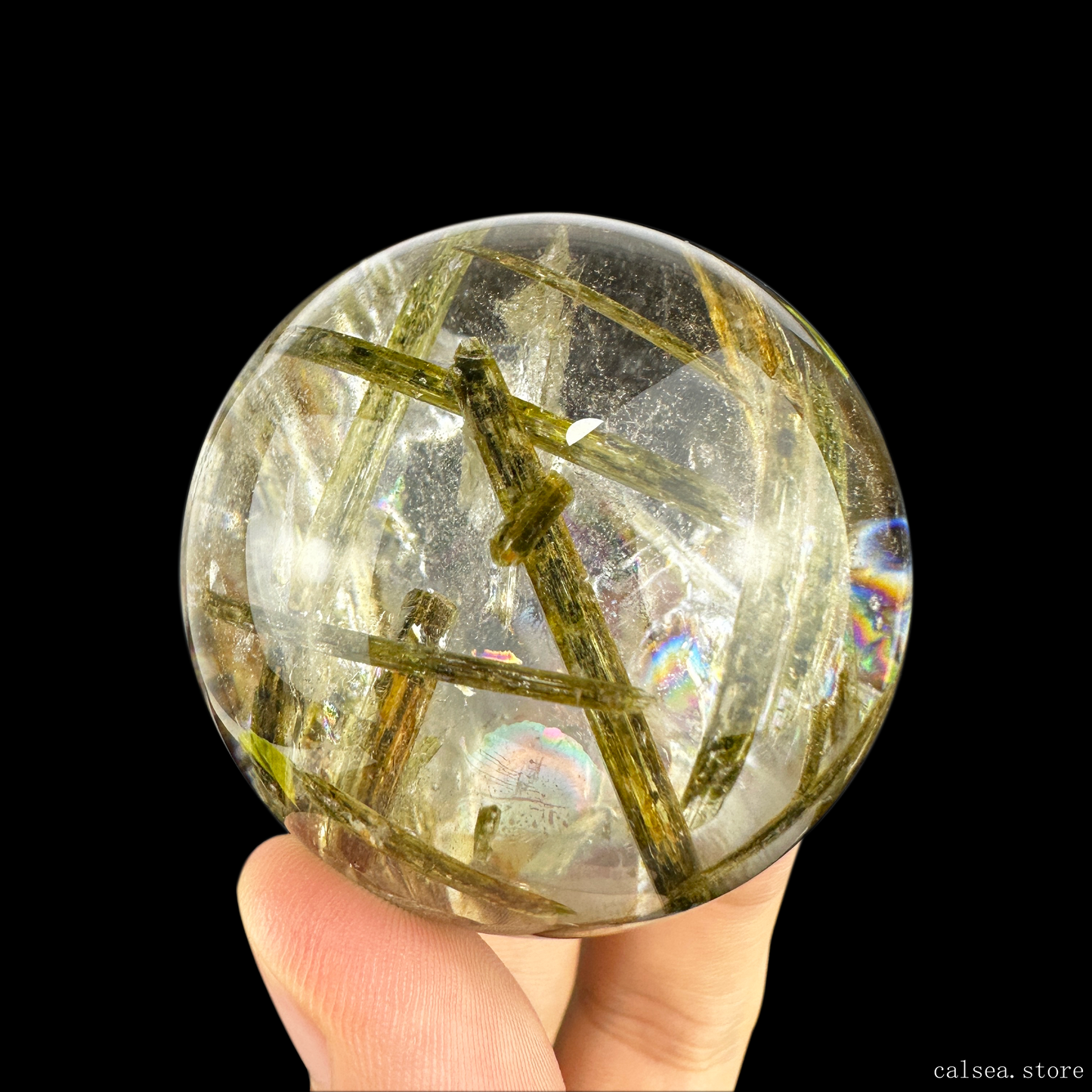 Awesome Rainbow Green Tourmaline Sphere Hand Carved Crystal Healing Crystal Sphere/Ball