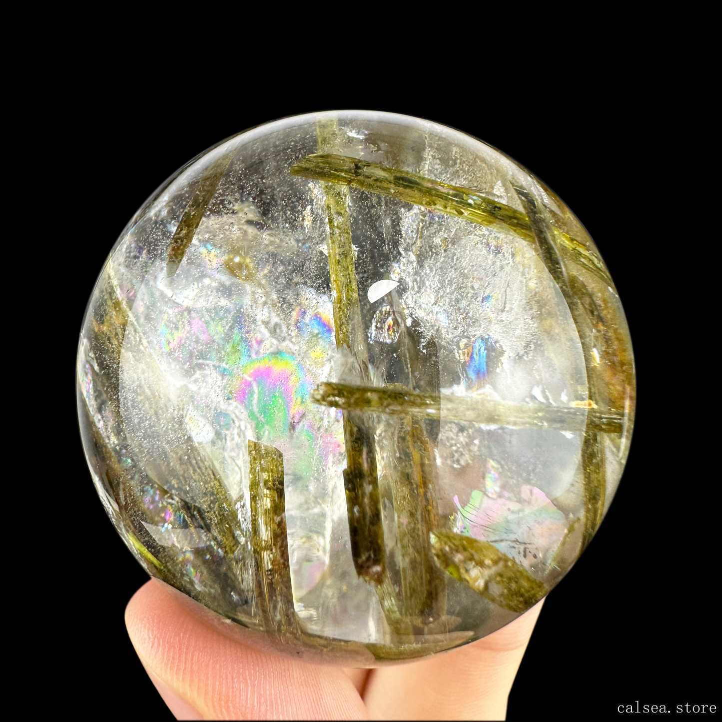 Awesome Rainbow Green Tourmaline Sphere Hand Carved Crystal Healing Crystal Sphere/Ball