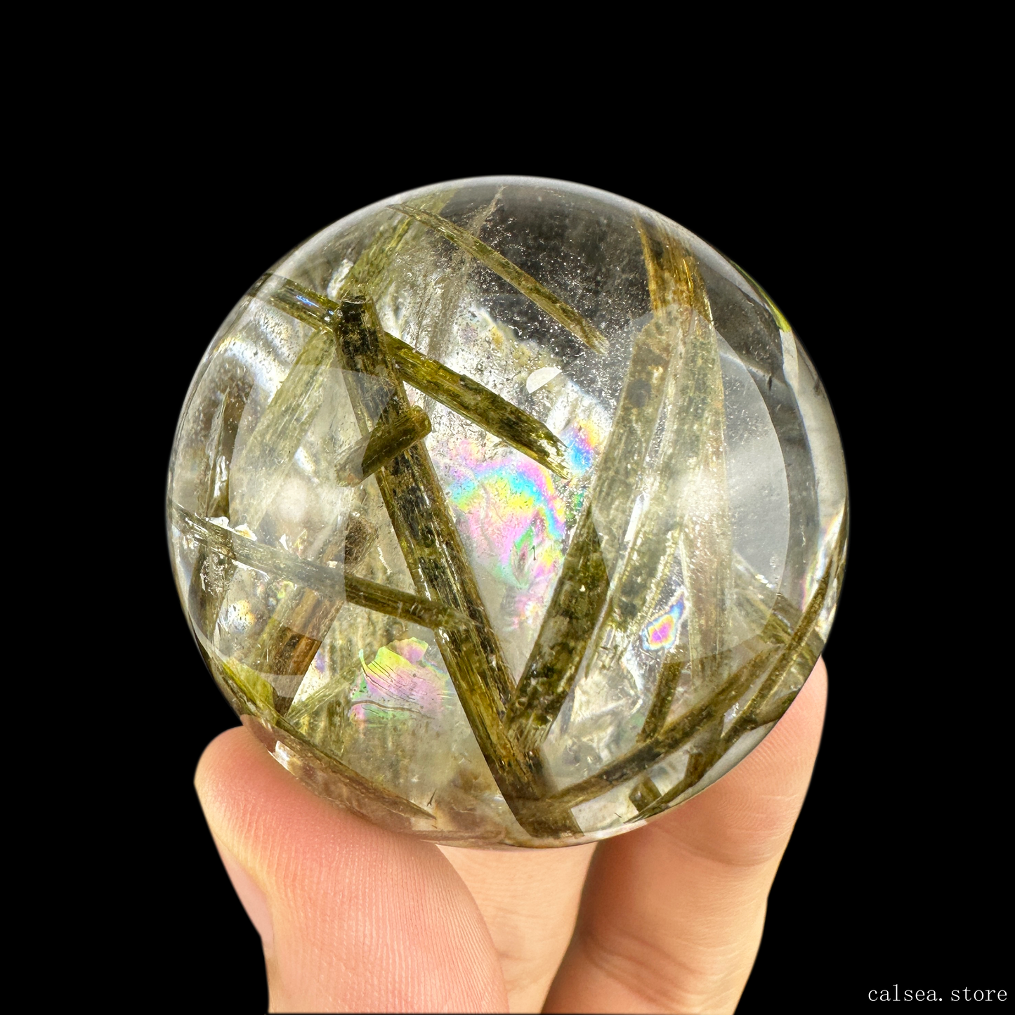 Awesome Rainbow Green Tourmaline Sphere Hand Carved Crystal Healing Crystal Sphere/Ball