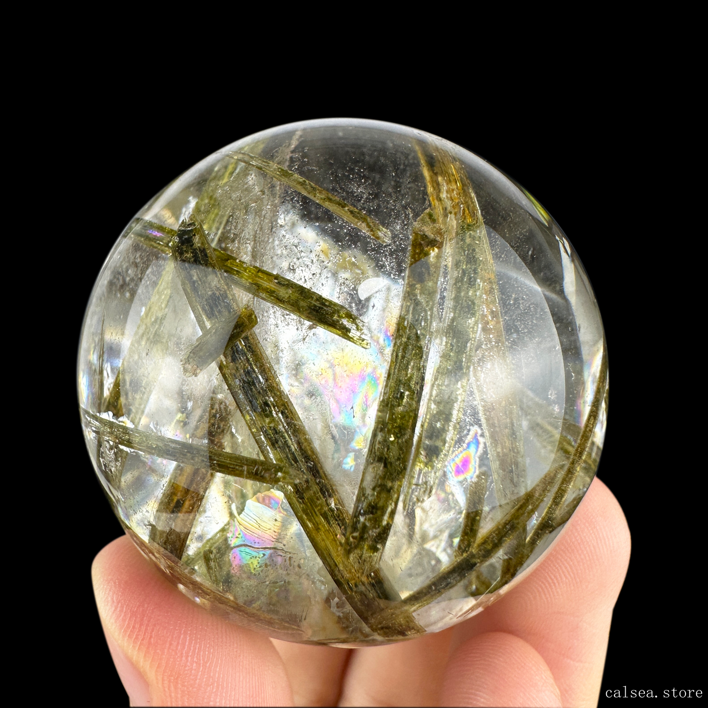 Awesome Rainbow Green Tourmaline Sphere Hand Carved Crystal Healing Crystal Sphere/Ball