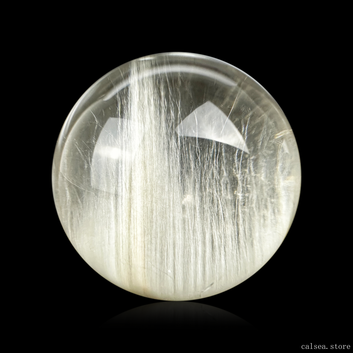 Sliver Rabbit Fur Rutile Sphere Rutilated Quartz Crystal Healing Hand Carved Sphere/Ball