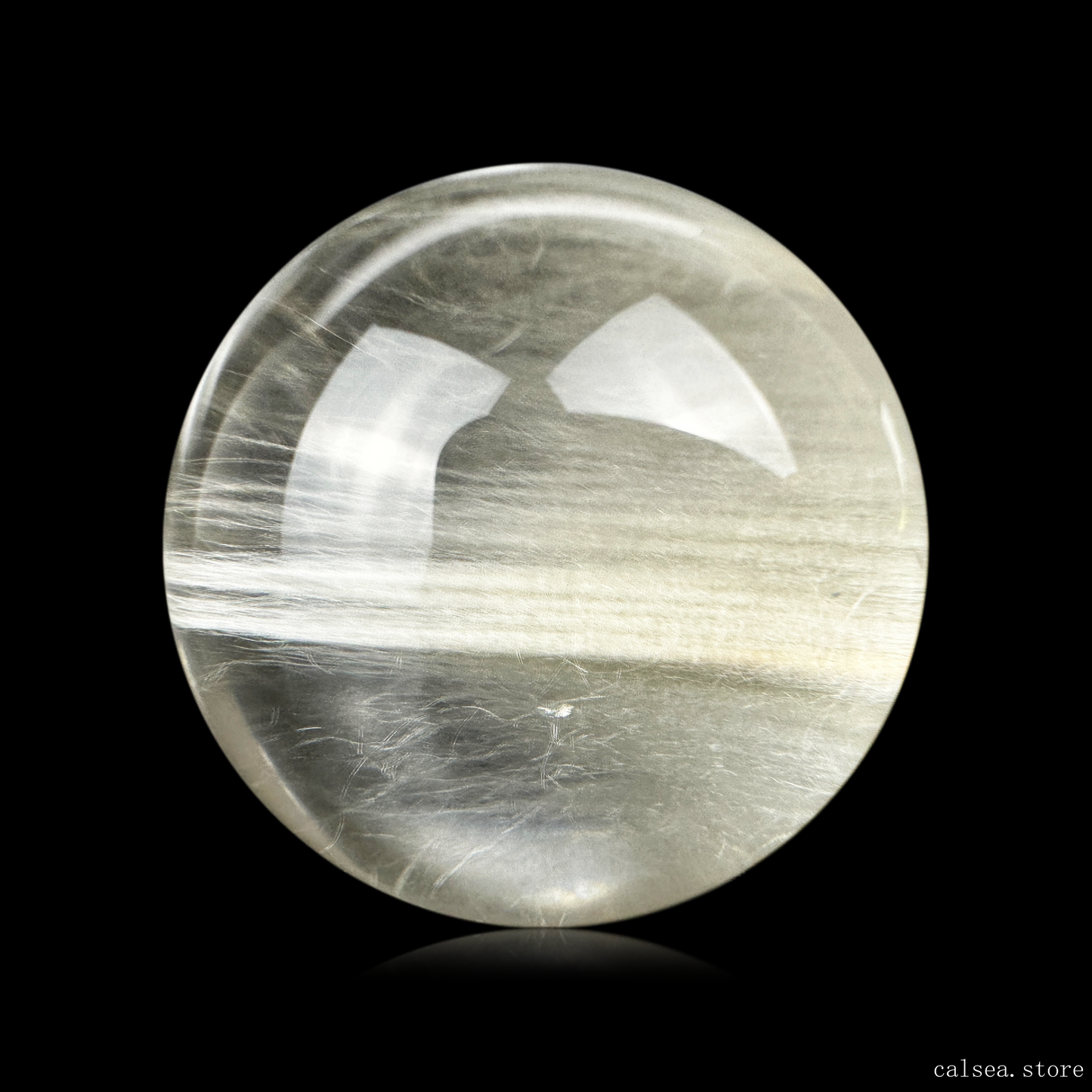 Sliver Rabbit Fur Rutile Sphere Rutilated Quartz Crystal Healing Hand Carved Sphere/Ball