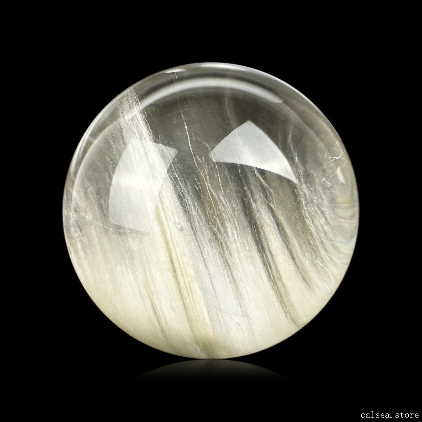 Sliver Rabbit Fur Rutile Sphere Rutilated Quartz Crystal Healing Hand Carved Sphere/Ball