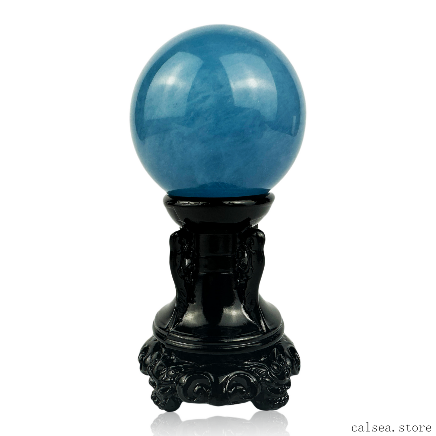 Ocean Blue Aquamarine Gem Sphere Crystal Healing Hand Carved Sphere/Ball