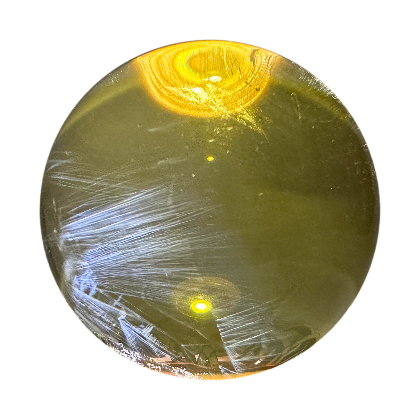 Unique Citrine With Blue Needle/Angel Feathers Sphere Crystal Healing Sphere/Ball