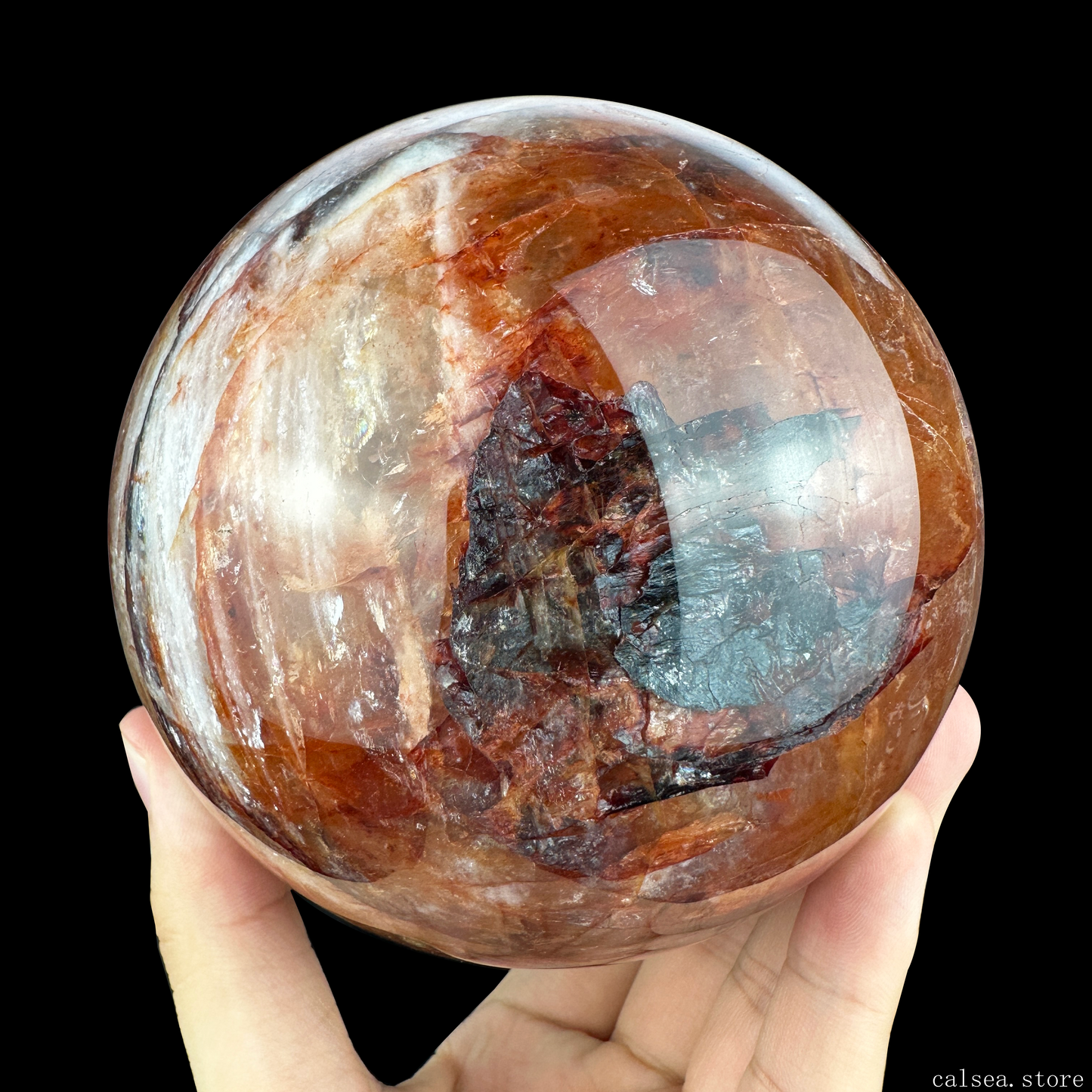 Dark Goldenhealer Sphere Crystal Healing Hand Carved Sphere/Ball