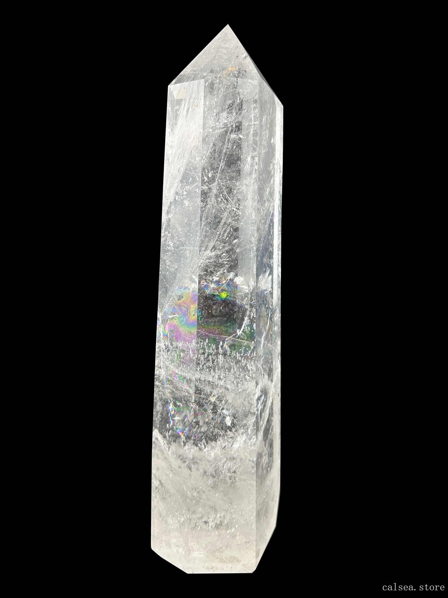 Big Rainbow Clearquartz Tower Crystal Healing Hand Carved