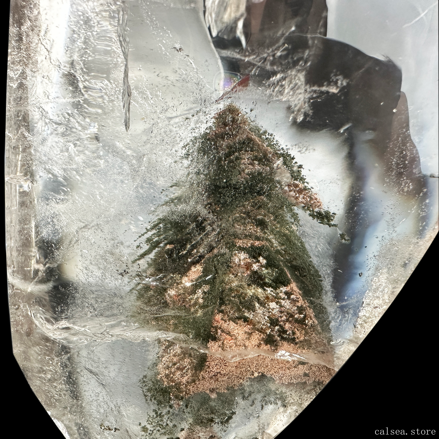 Mountain Gardenqaurtz FreeForm Crystal Phantom/Lodalite Quartz Healing Hand Carved