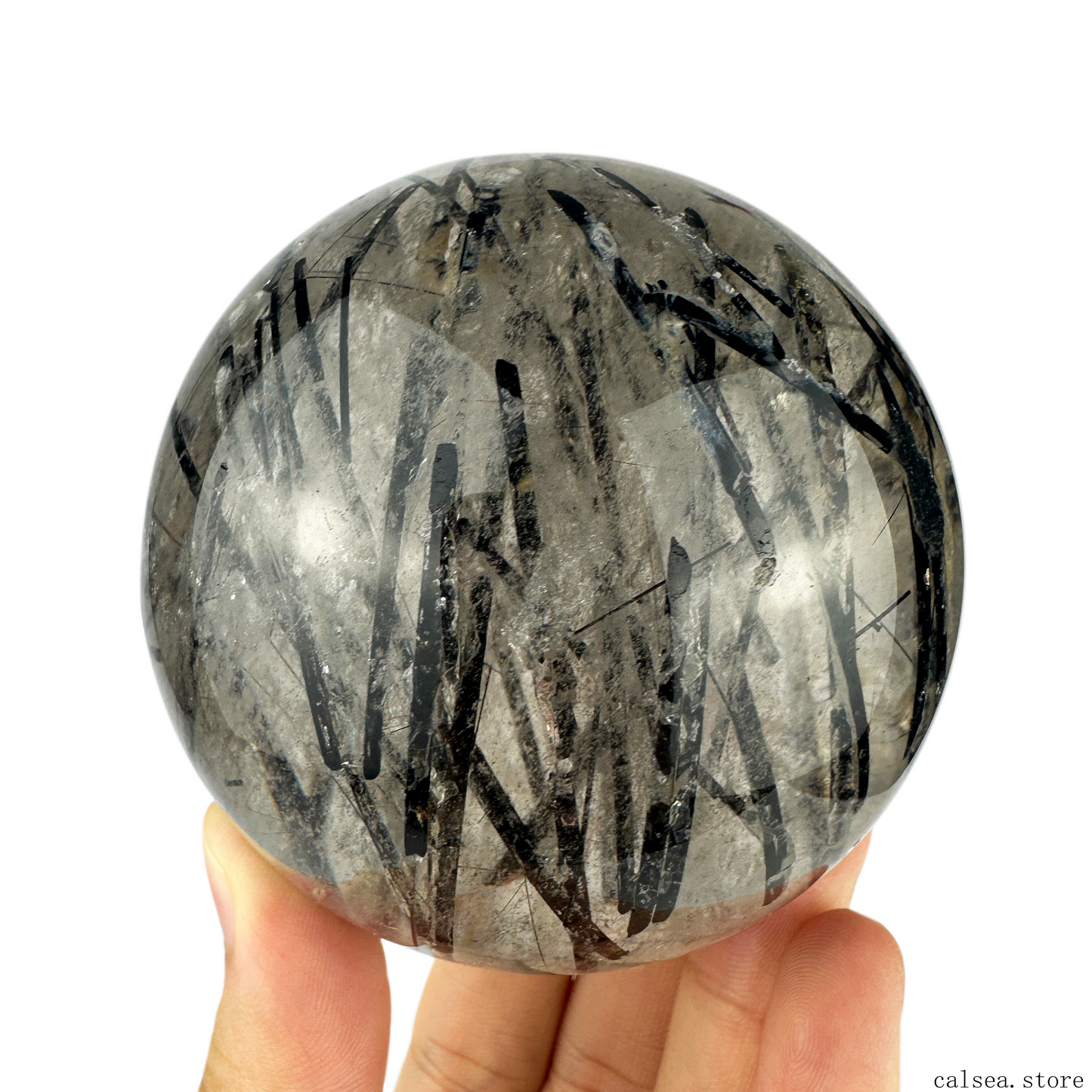 Black Tourmaline Sphere Crystal Healing Hand Carved Sphere/Ball