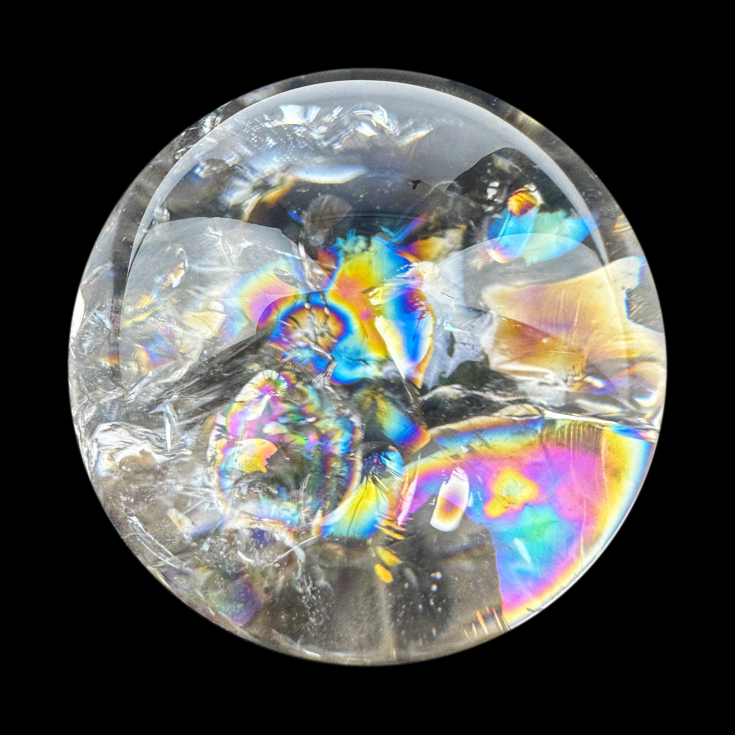 Awesome Rainbow Clearquartz Sphere Crystal Healing Hand Carved Sphere/Ball