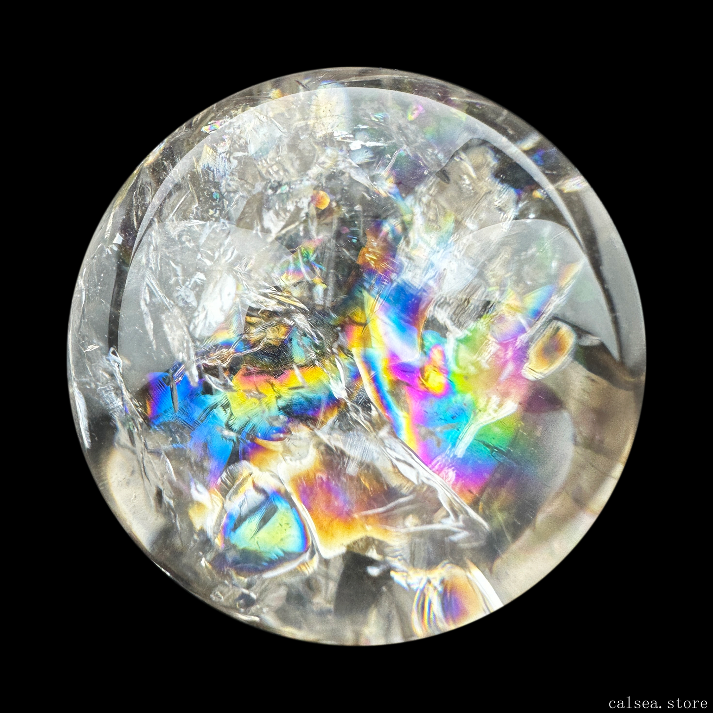 Awesome Rainbow Clearquartz Sphere Crystal Healing Hand Carved Sphere/Ball