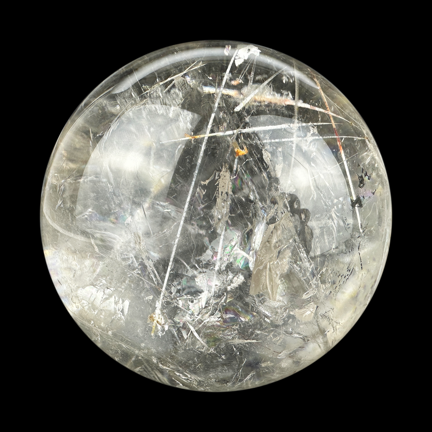 Rainbow White Tourmaline Clearquartz Sphere Crystal Healing Hand Carved Sphere/Ball