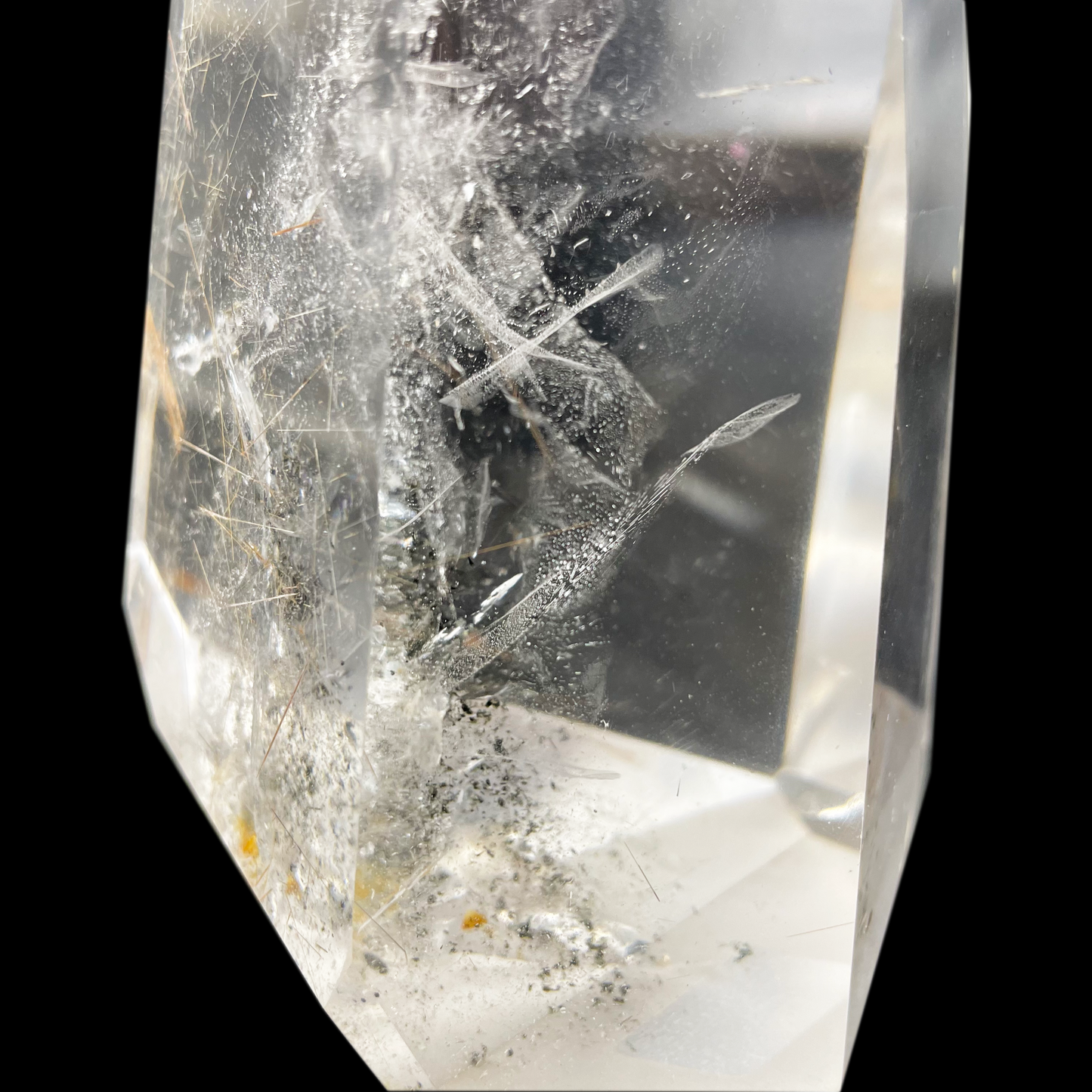 Silver And Golden Rutile Tower Rutilated Quartz Crystal Healing Hand Carved Tower/Point