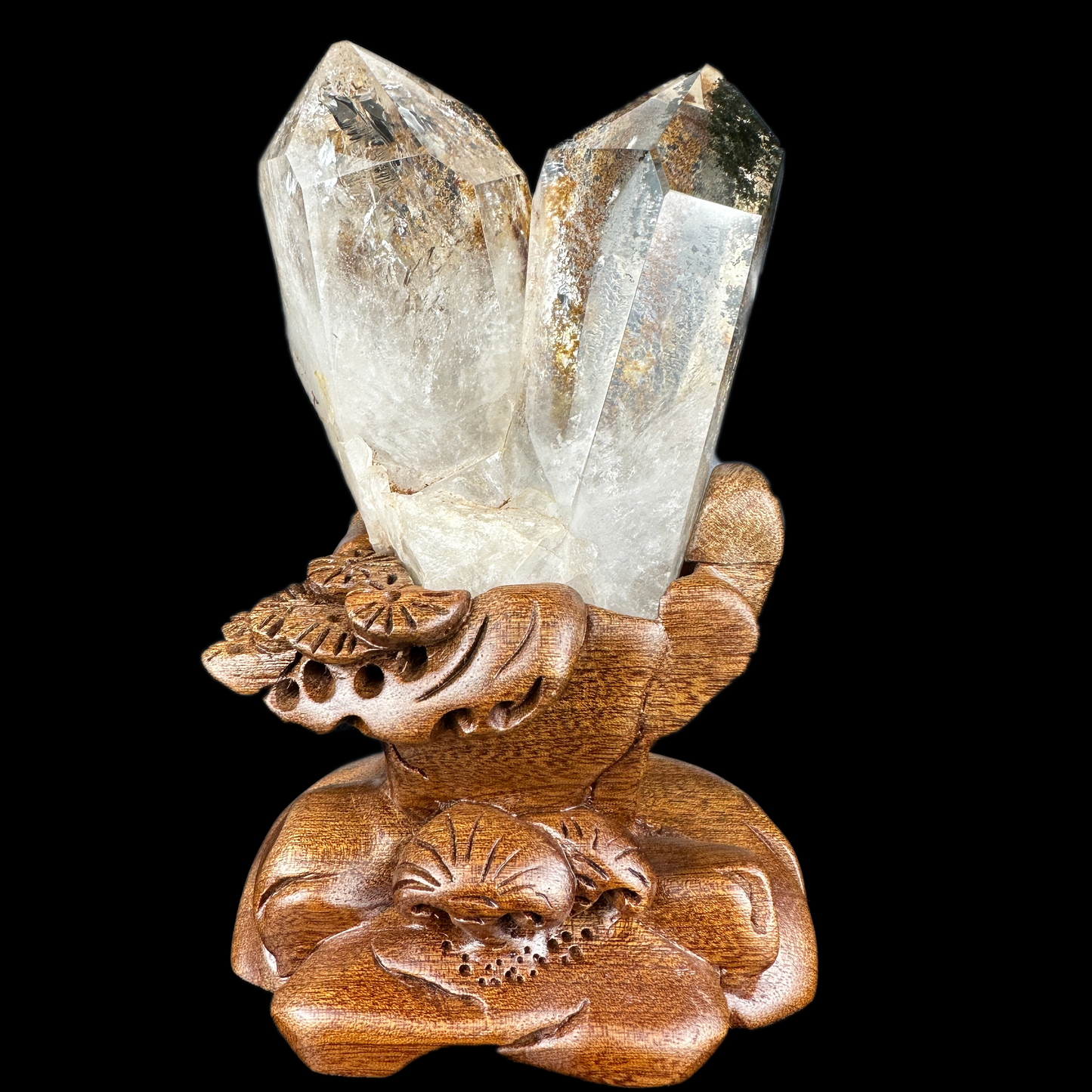 Gardenquartz Double Tower Lodalite Quartz Twin Crystal Tower Crystal Healing Hand Carved