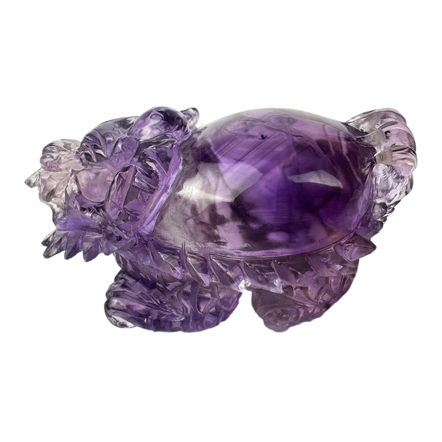 Dark Amethyst Dragon Turtle Sculpture Crystal Healing Hand Carved