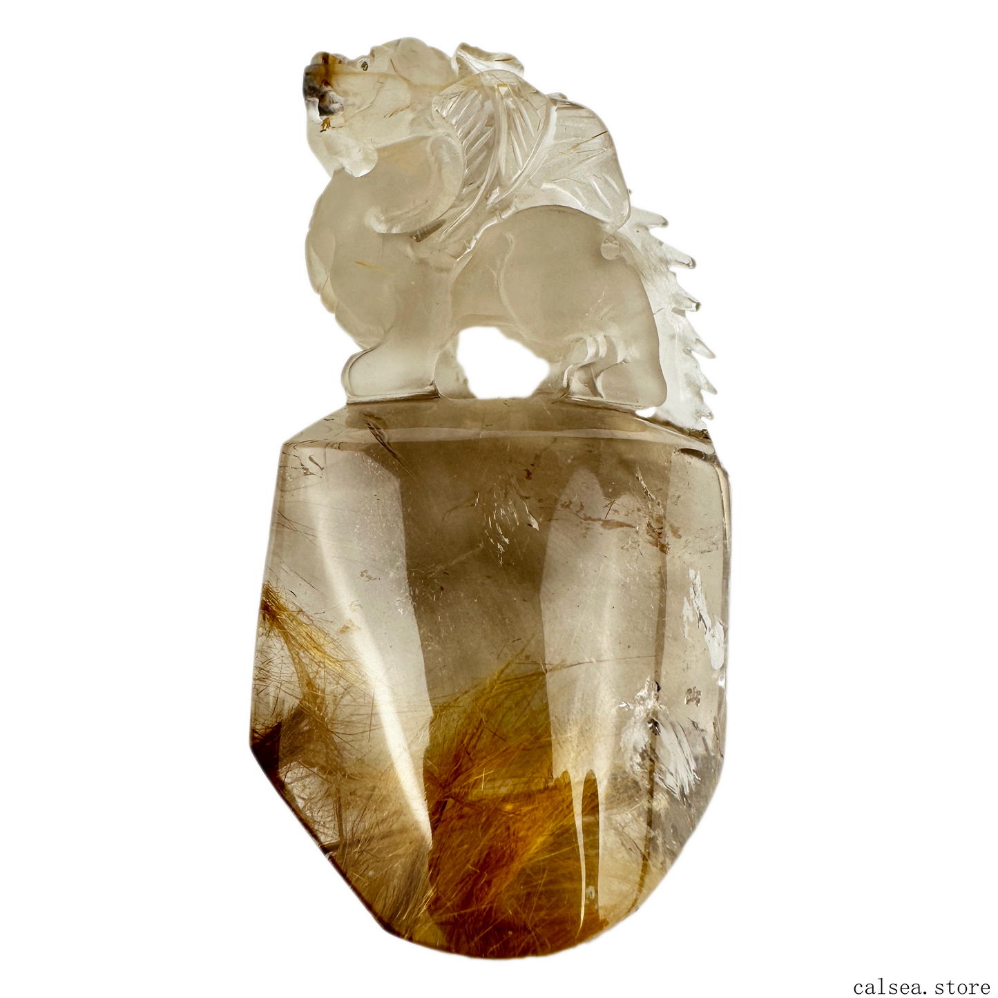 Golden Rutile PiXiu Sculpture Rutilated Crystal Crystal Healing Hand Carved