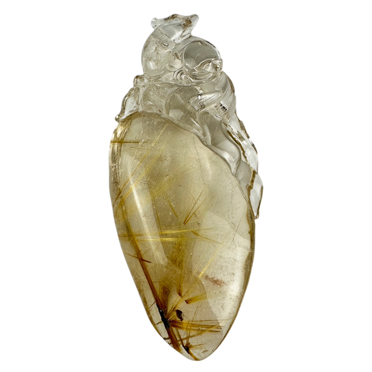 Golden Rutile Nine-Tails Fox Sculpture Golden Rutilated Crystal Crystal Healing Hand Carved