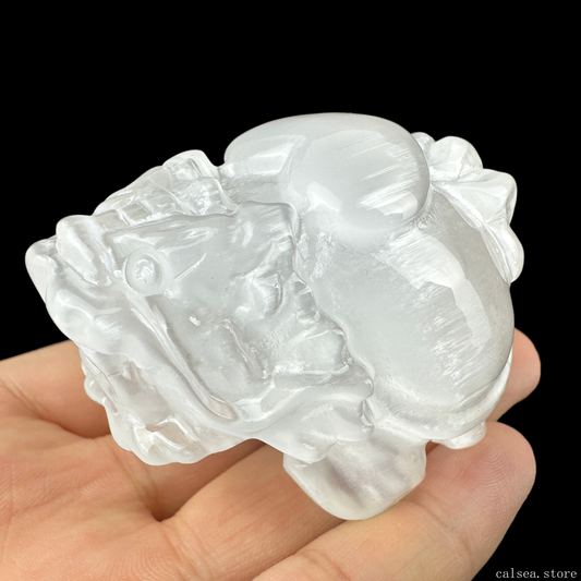 Selenite PIXIU Sculpture Crystal Healing Hand Carved