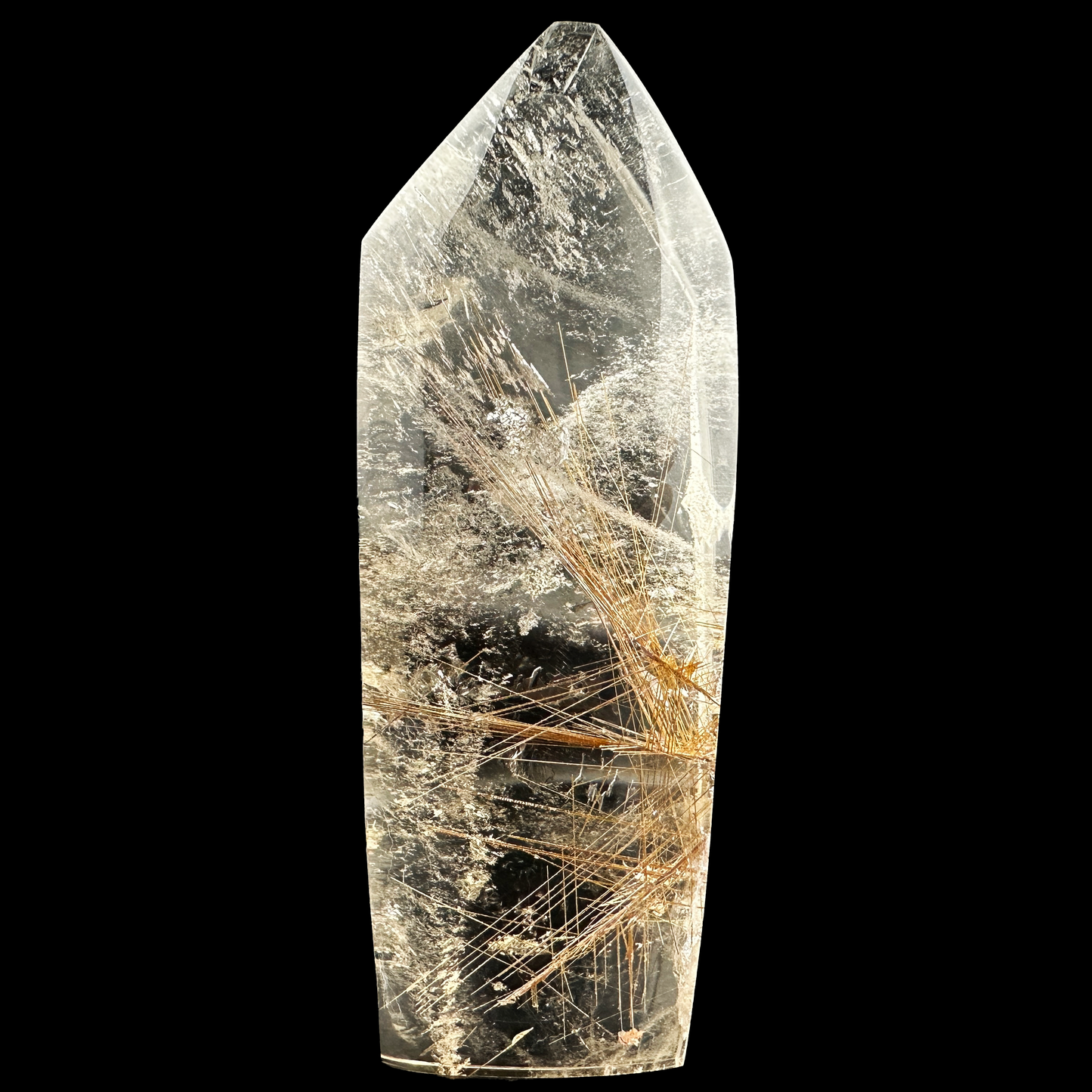 Golden Rutile FreeForm Quartz Rutilated Crystal Healing Hand Carved