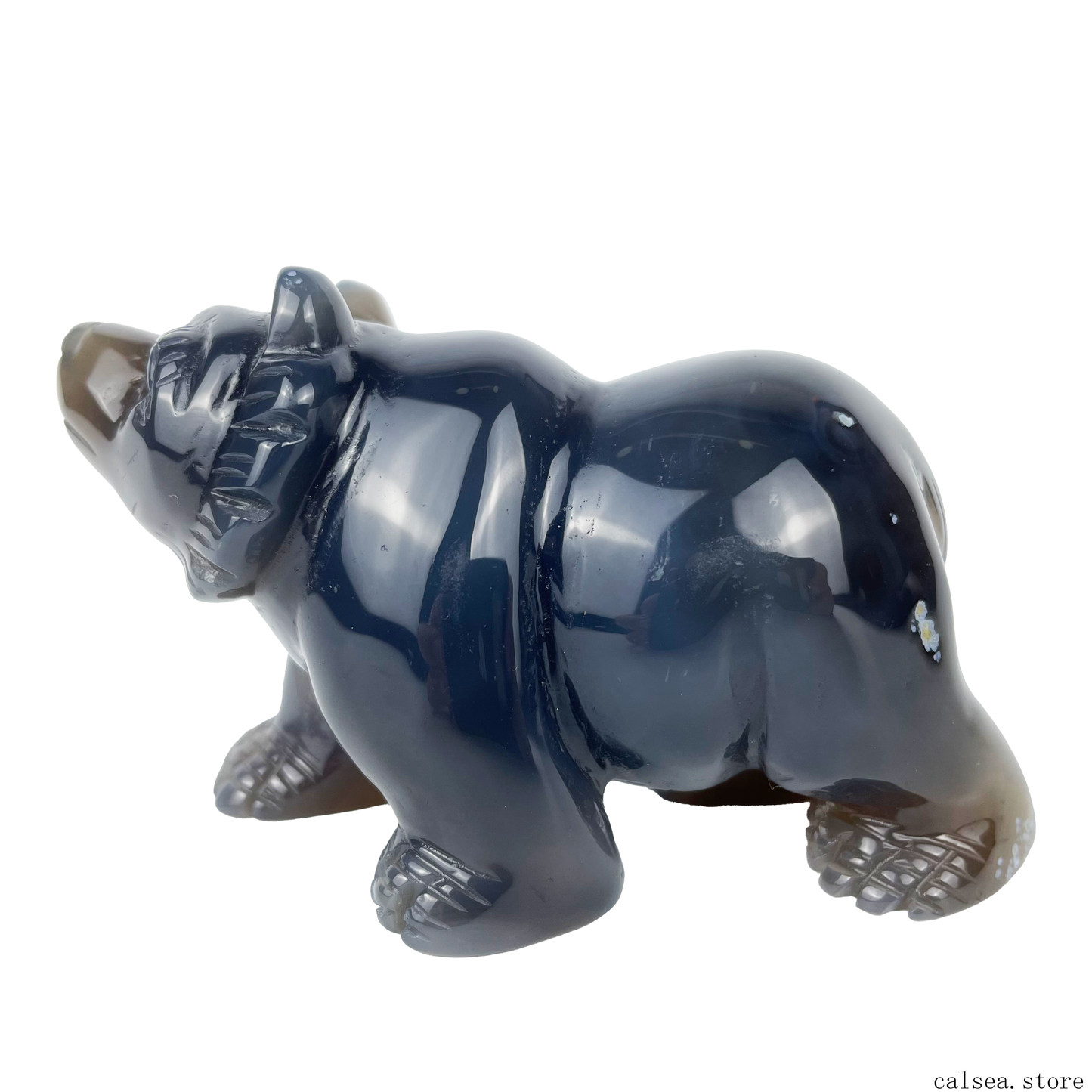 Druse Agate Bear Sculpture Crystal Healing Hand Carved