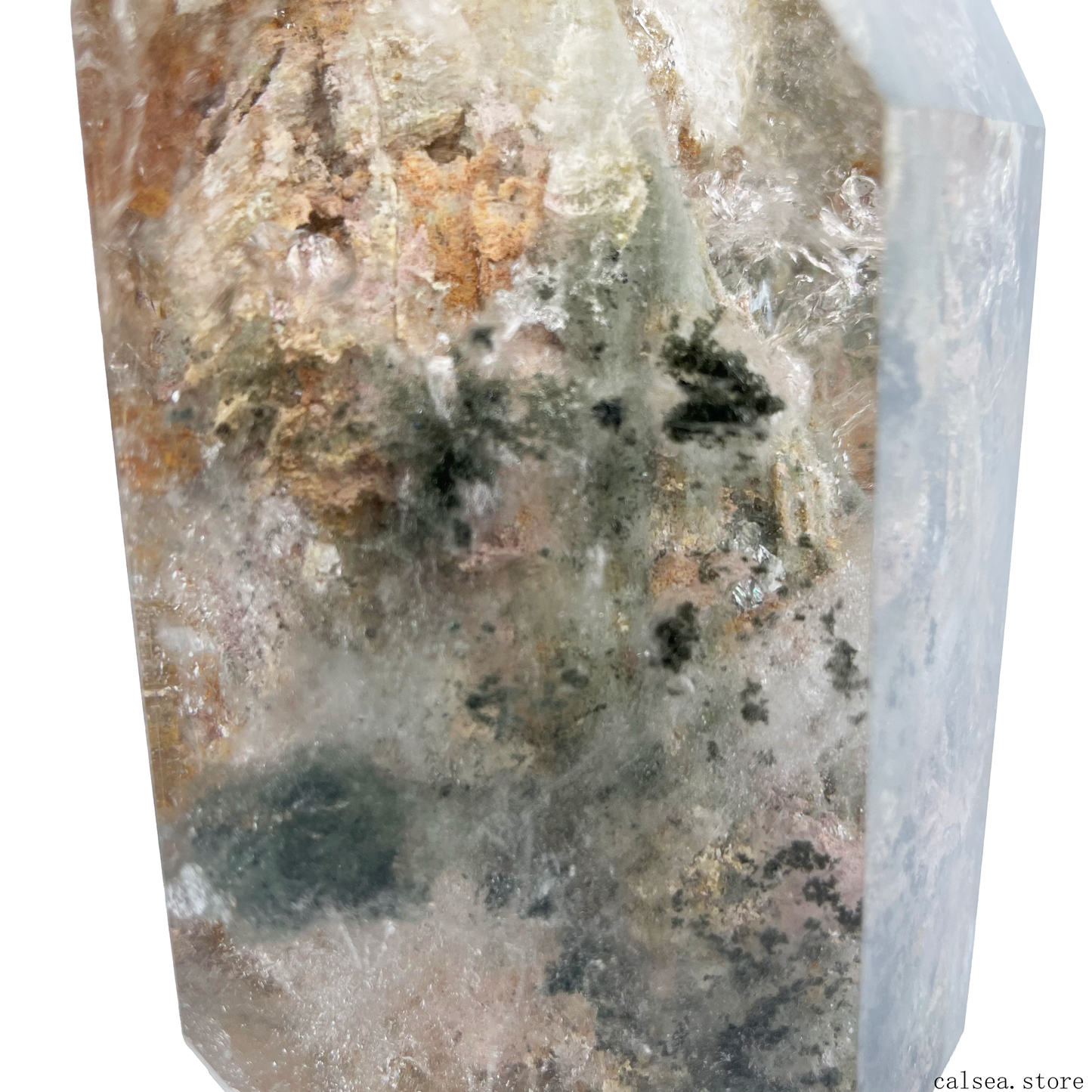 Mountain Gardenqaurtz Tower Crystal Phantom/Lodalite Quartz Healing Hand Carved Tower/Point