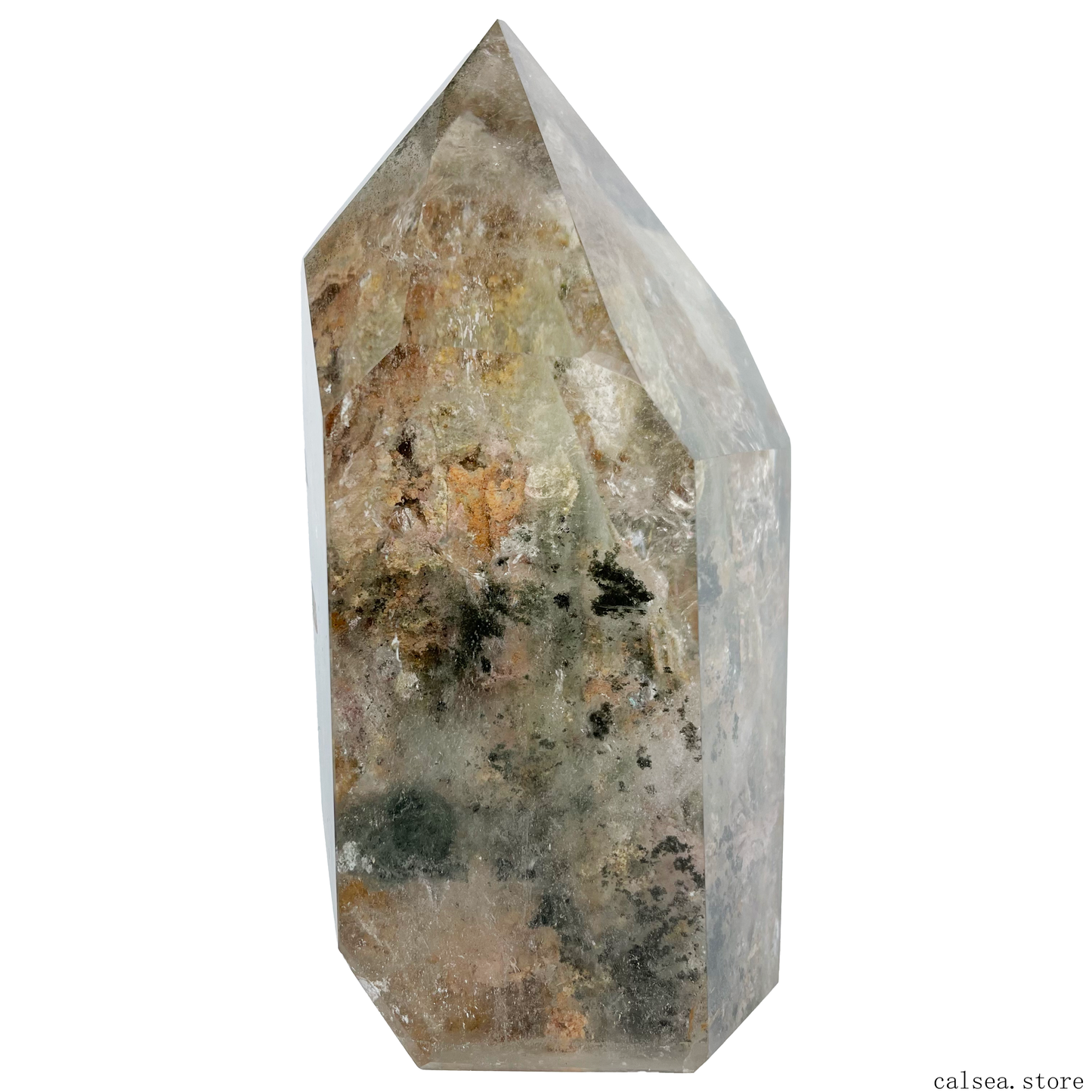 Mountain Gardenqaurtz Tower Crystal Phantom/Lodalite Quartz Healing Hand Carved Tower/Point