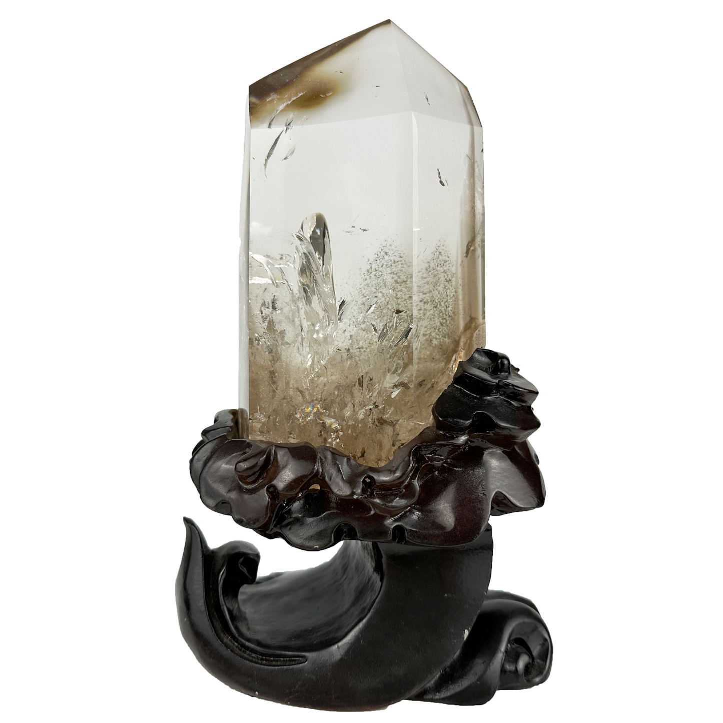 Awesome Clear Smokeyquartz Tower Crystal Healing Hand Carved