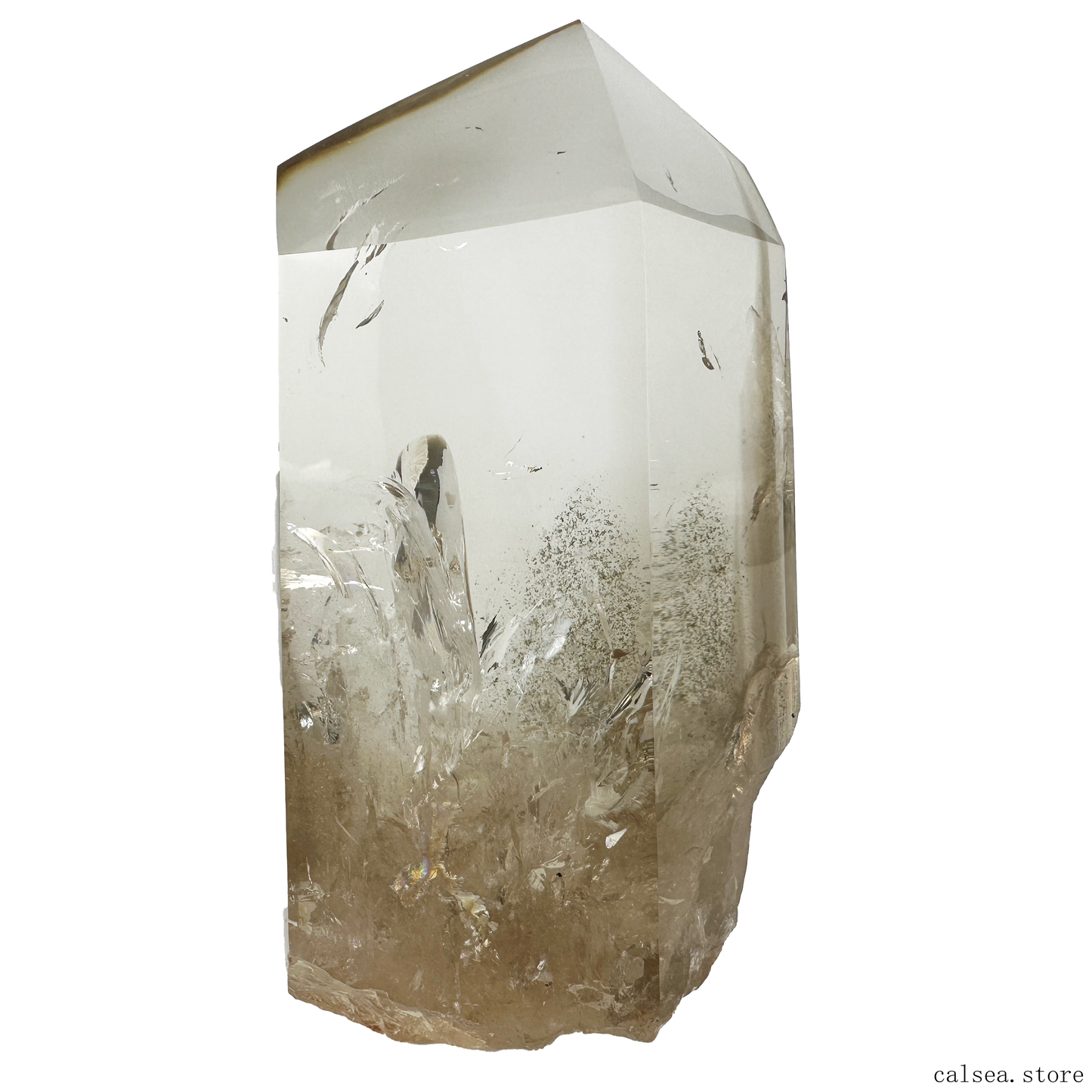 Awesome Clear Smokeyquartz Tower Crystal Healing Hand Carved