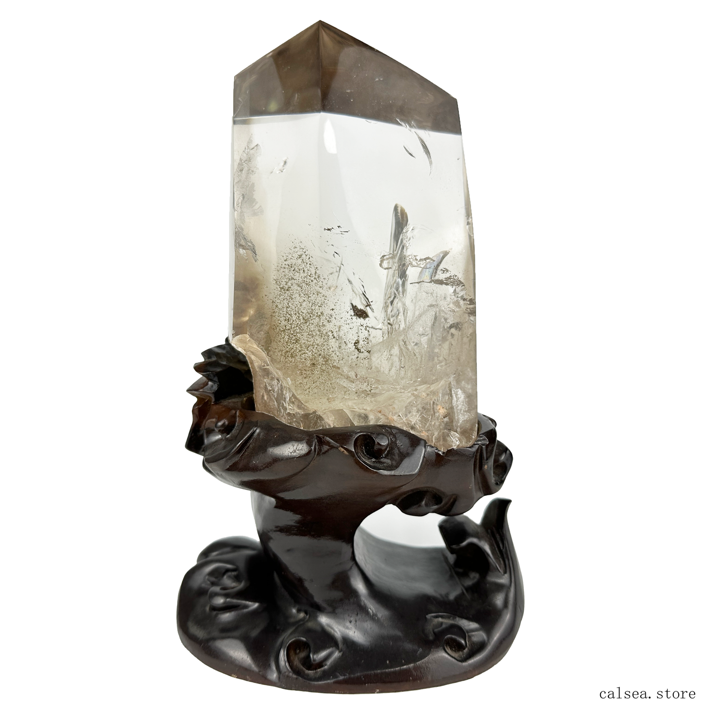 Awesome Clear Smokeyquartz Tower Crystal Healing Hand Carved