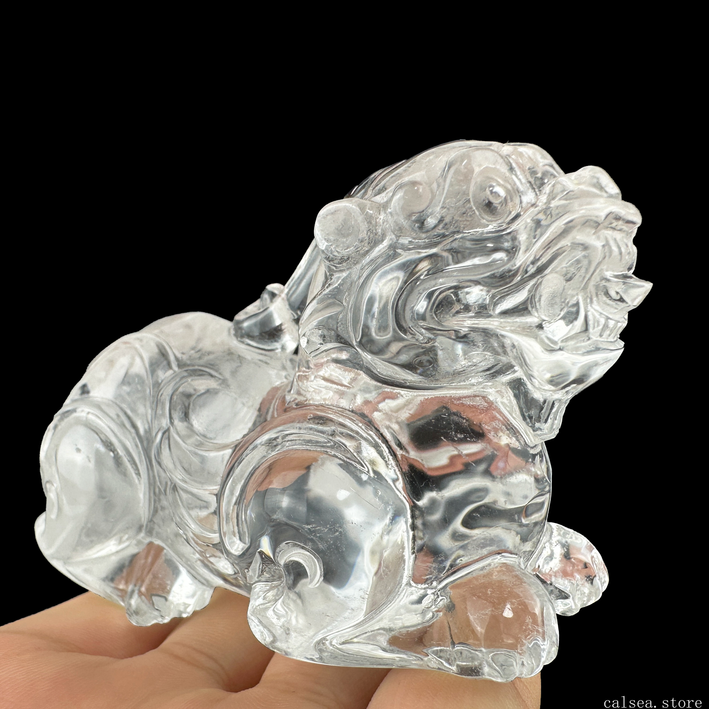 Clearquartz Pixiu Sculpture Crystal Healing Hand Carved